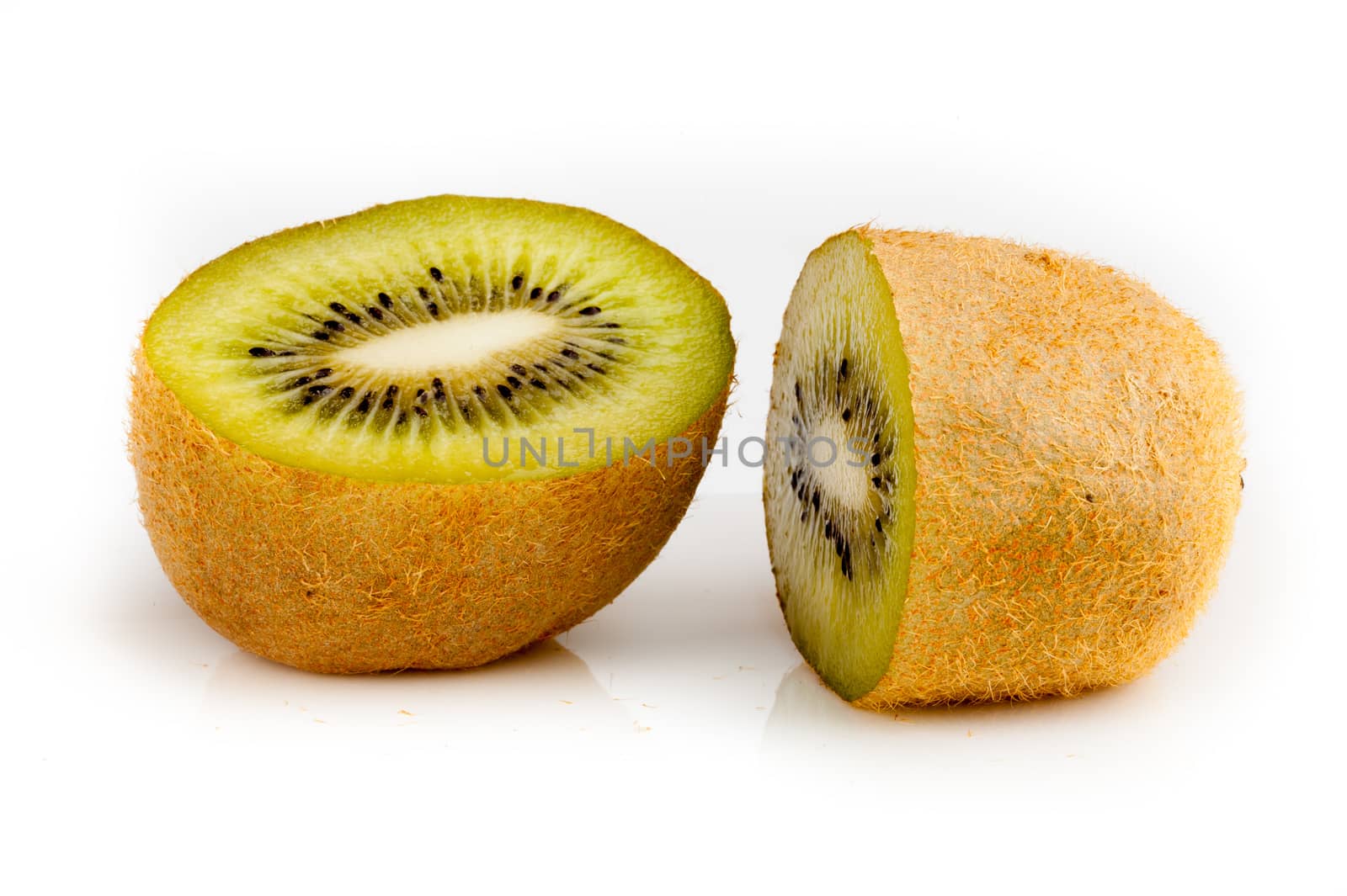 Green vibrant kiwi  half section