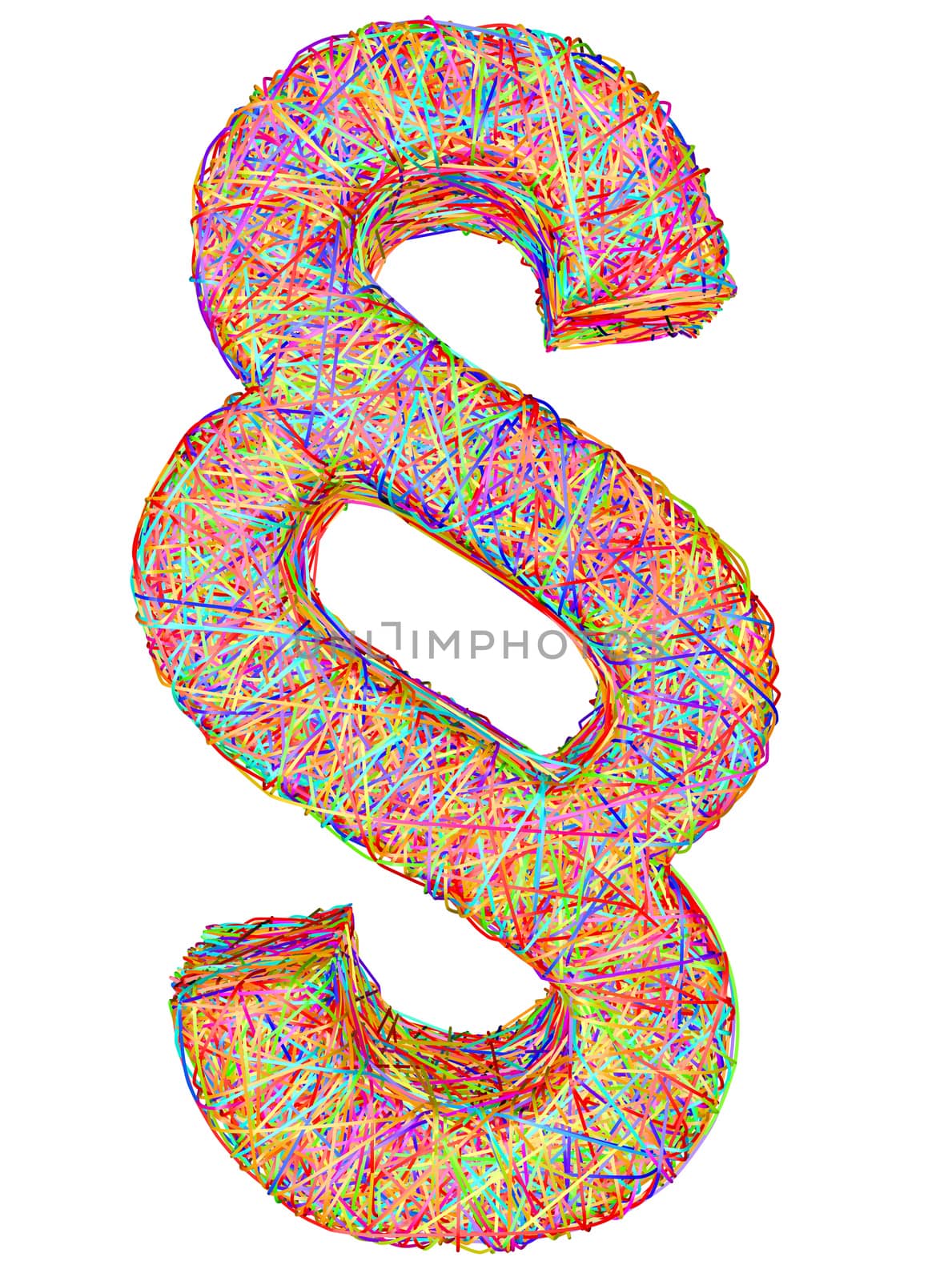 Section sign composed of colorful striplines isolated on white. High resolution 3D image