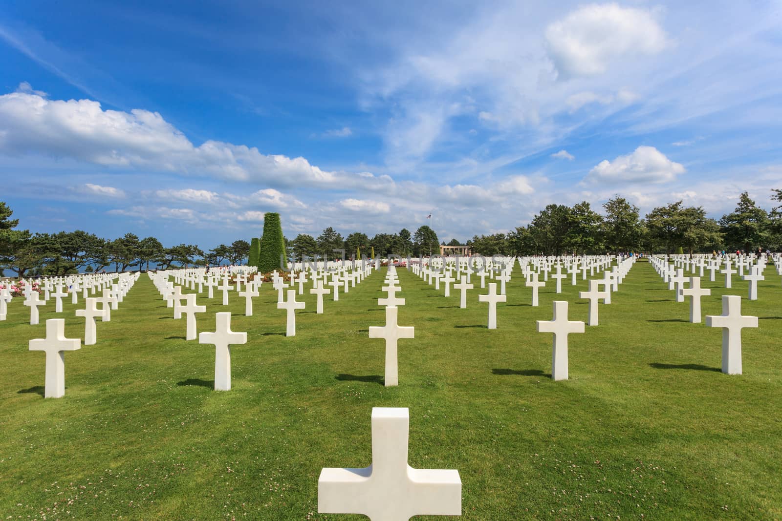 The American cemetery at Omaha Beach, Normandy, France. Here is about 10,000 American soldiers buried.