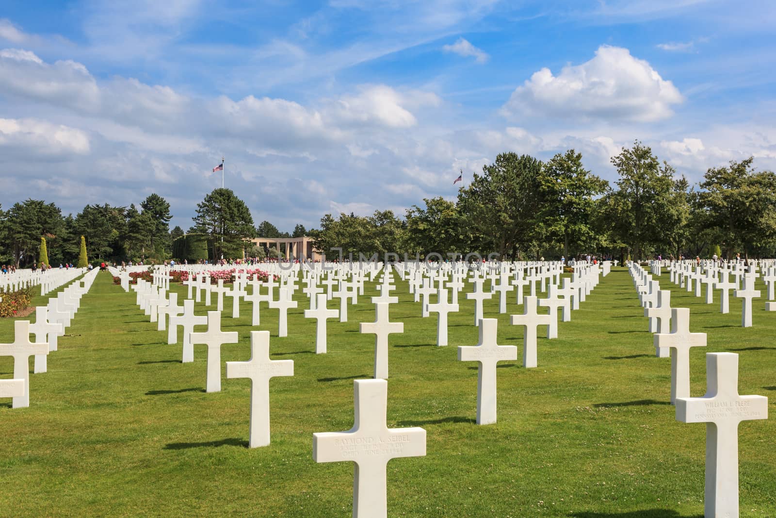 The American cemetery at Omaha Beach, Normandy, France. Here is about 10,000 American soldiers buried.