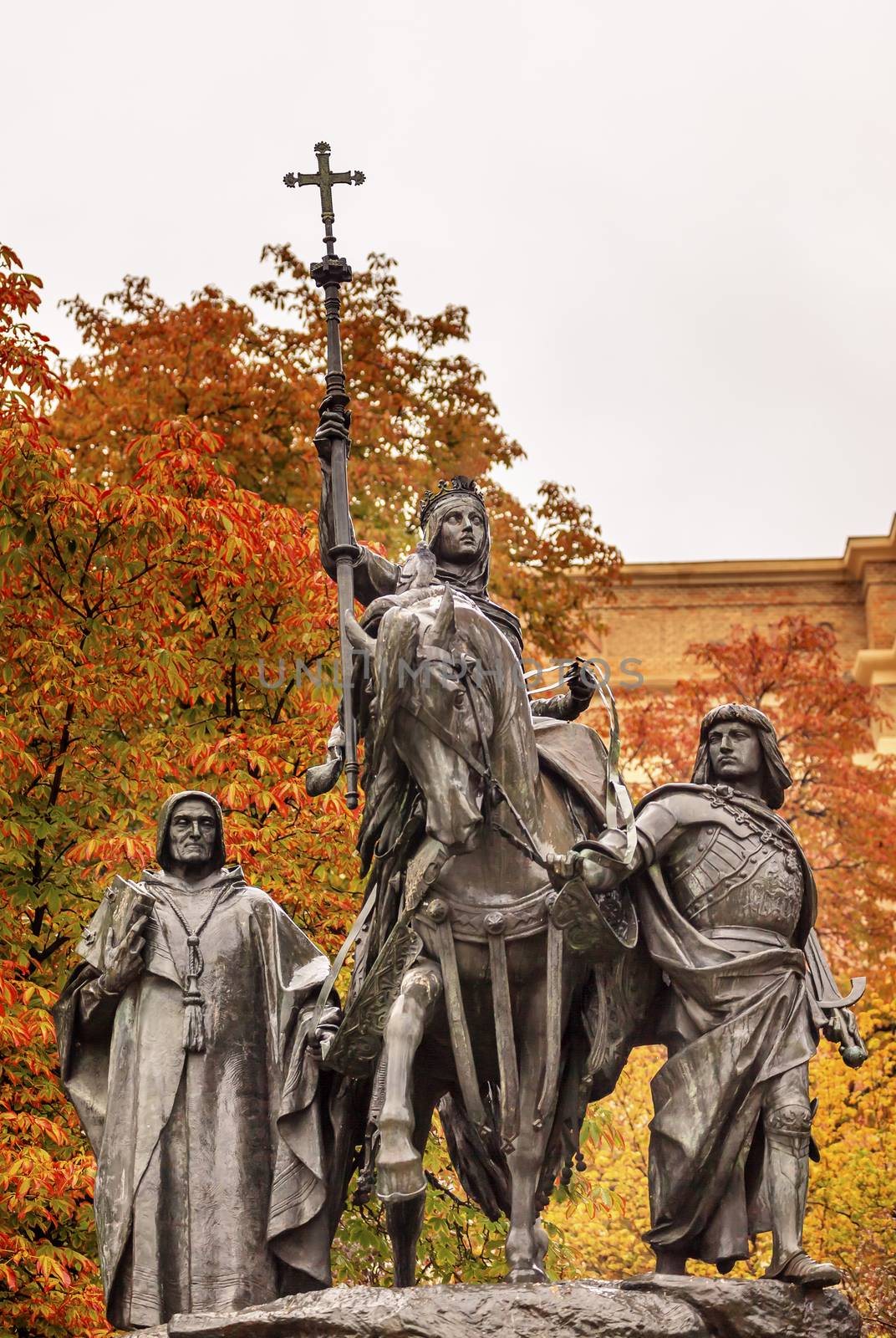 Queen Isabella Statue Marching into Granada 1492 Madrid Spain by bill_perry