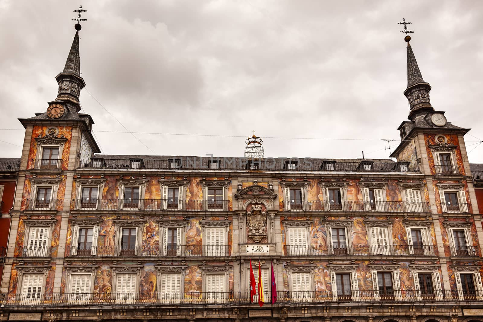 Plaza Mayor Cityscape Towers Madrid Spain by bill_perry