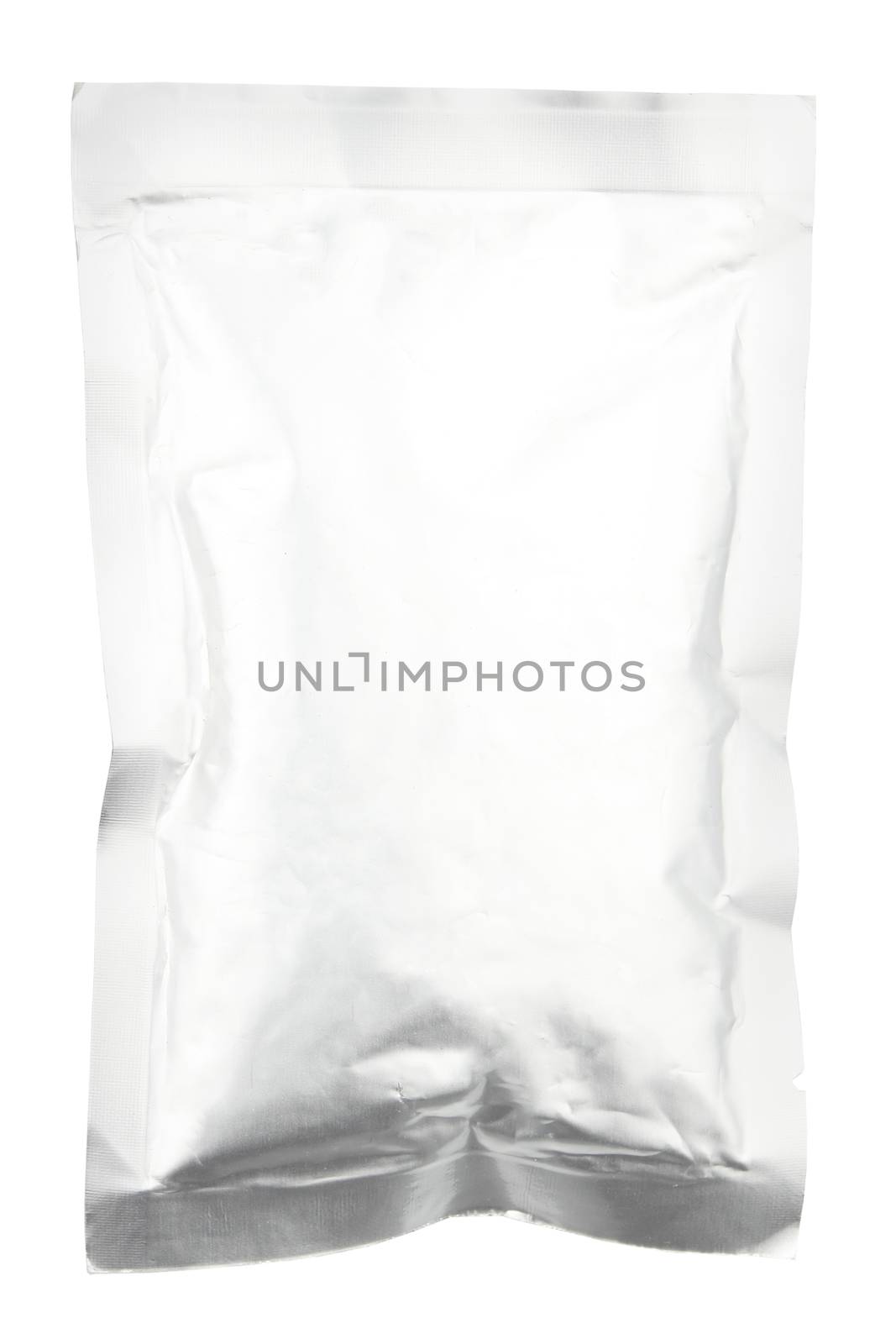 close up of an aluminum foli bag with clipping path 
