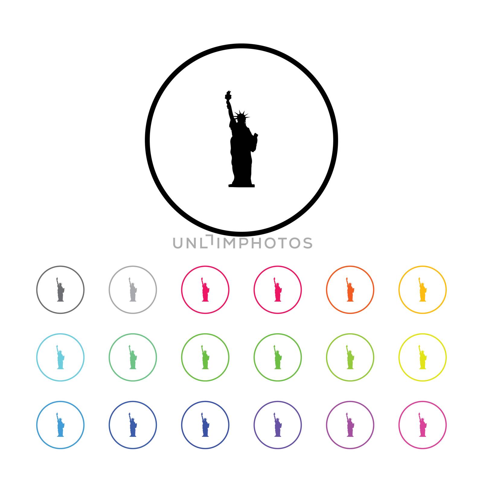 Icon Illustration with 18 Color Variations - Statue of Liberty