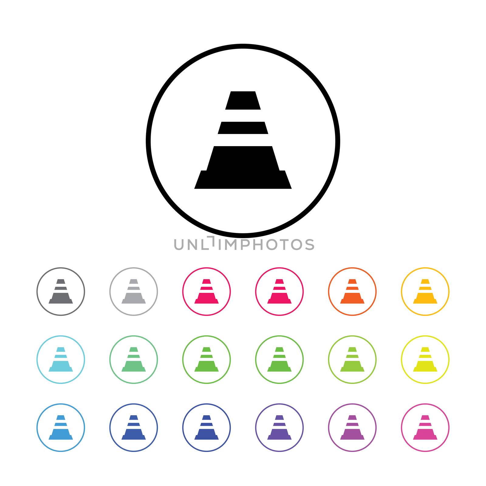 Icon Illustration with 18 Color Variations - Traffic Cone