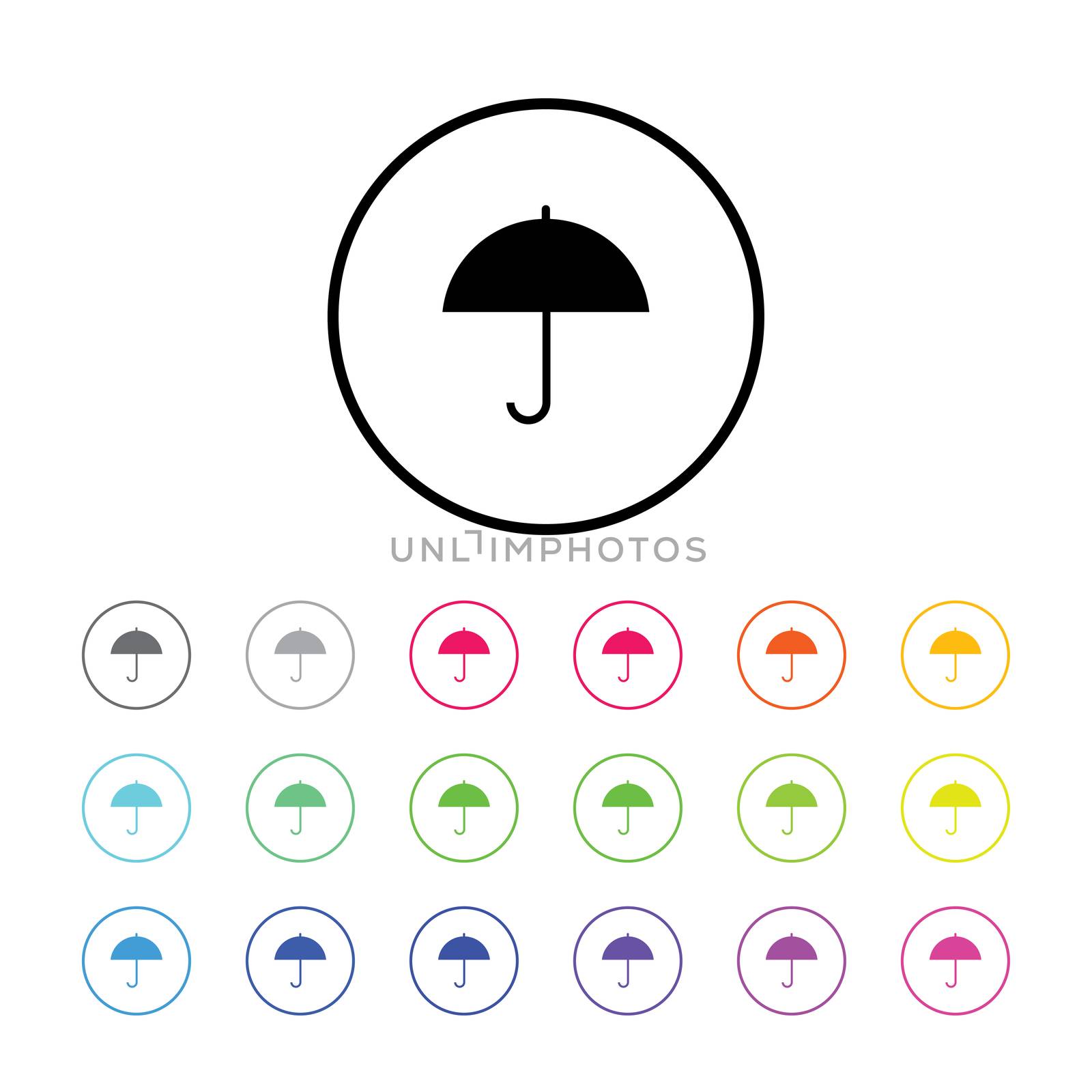 Icon Illustration with 18 Color Variations - Umbrella