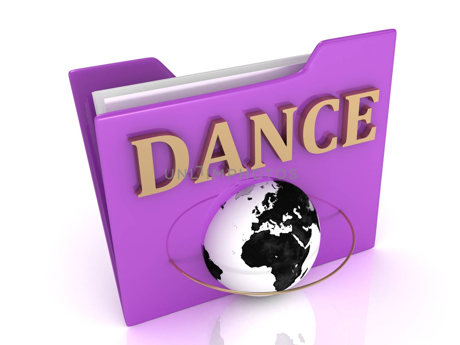 DANCE bright gold letters on a lilac folder by GreenMost