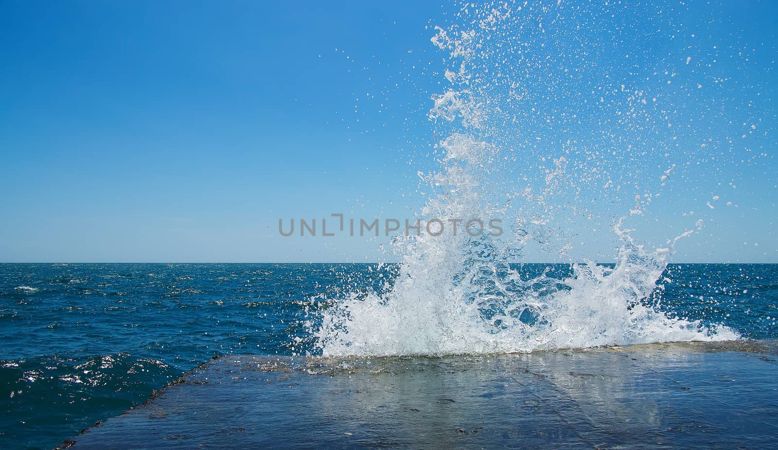 Seascape with seawall