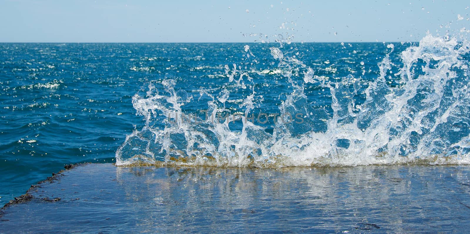 Seascape with seawall