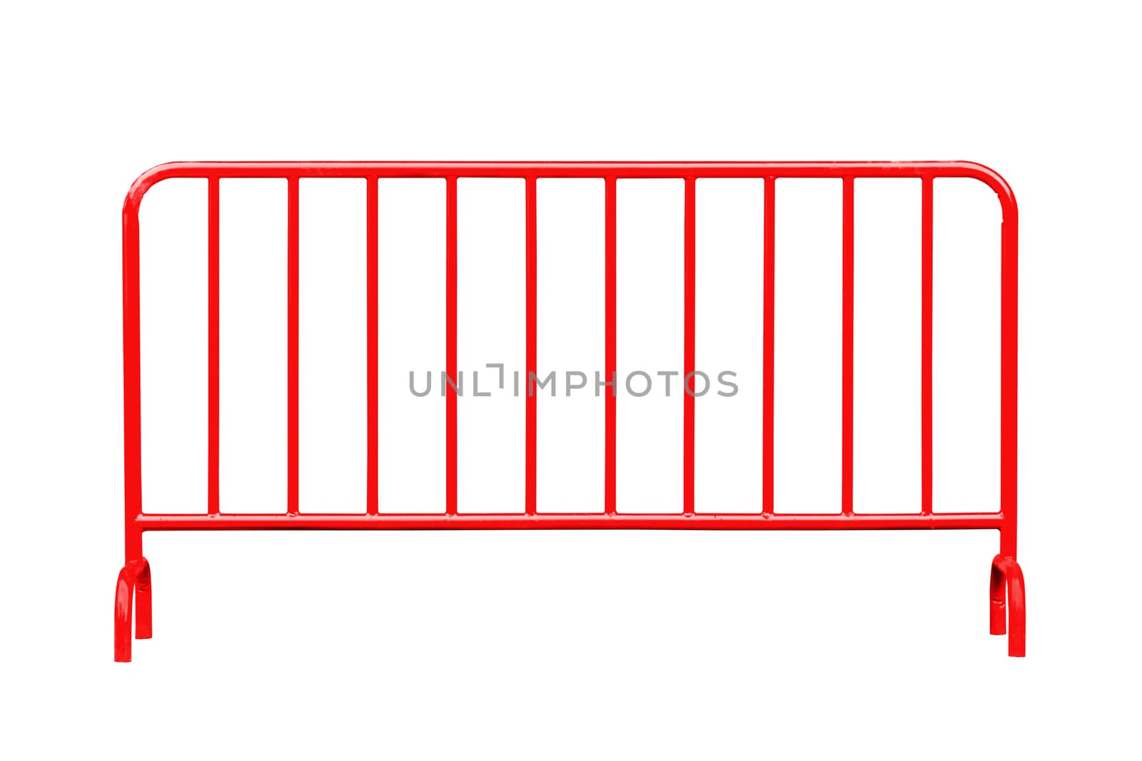 Red steel barrier isolated on white, with clipping path