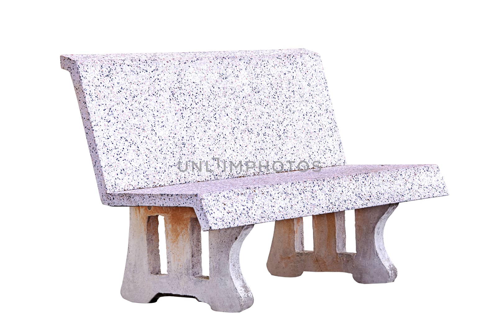 Concrete bench isolated on white background with clipping path