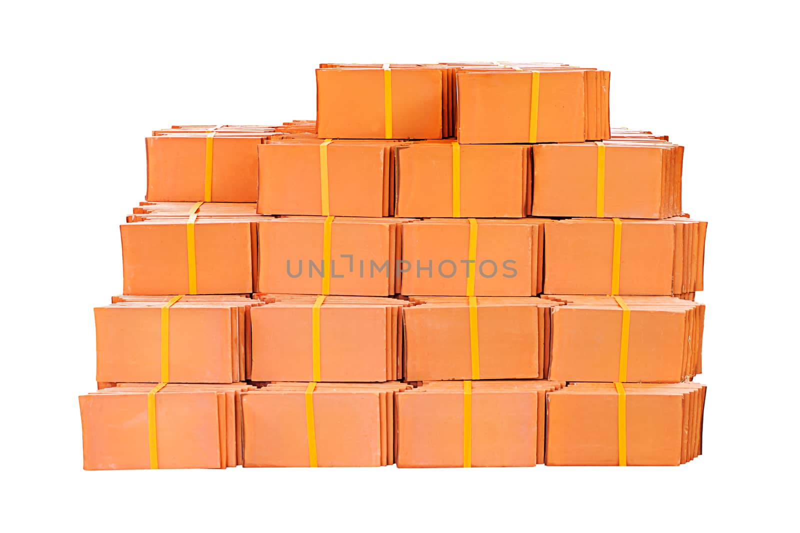Pile of roofing tiles by NuwatPhoto