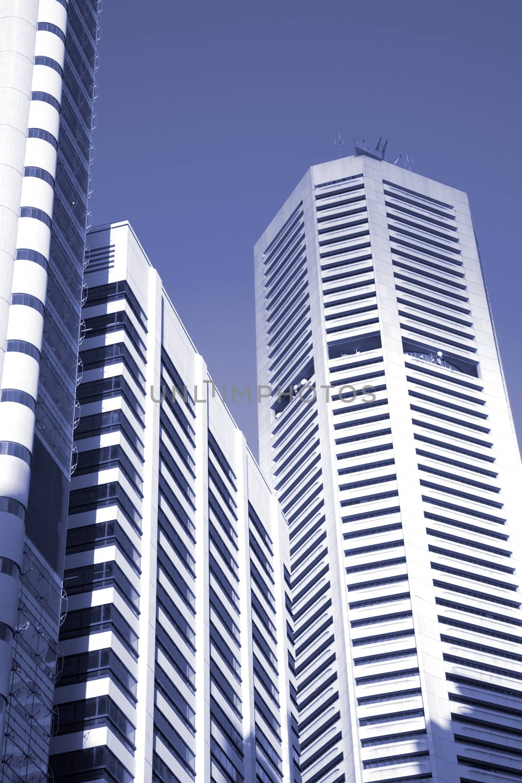 Office Buildings in the City White an Blue