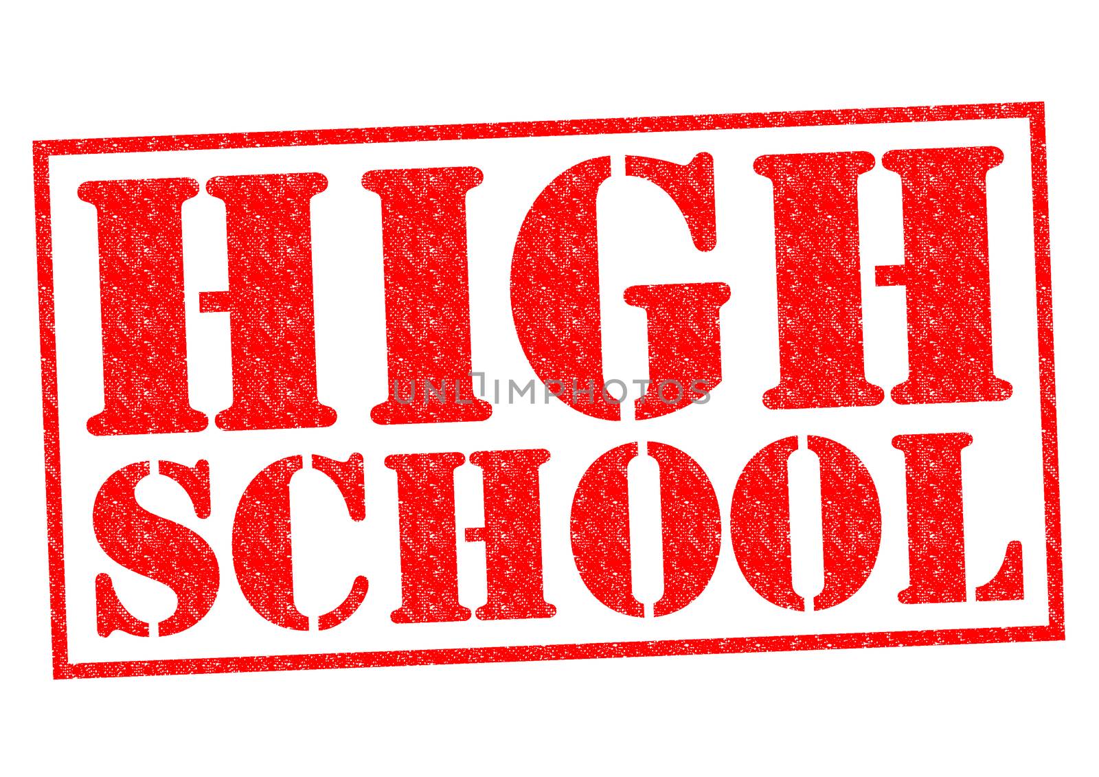 HIGH SCHOOL red Rubber Stamp over a white background.