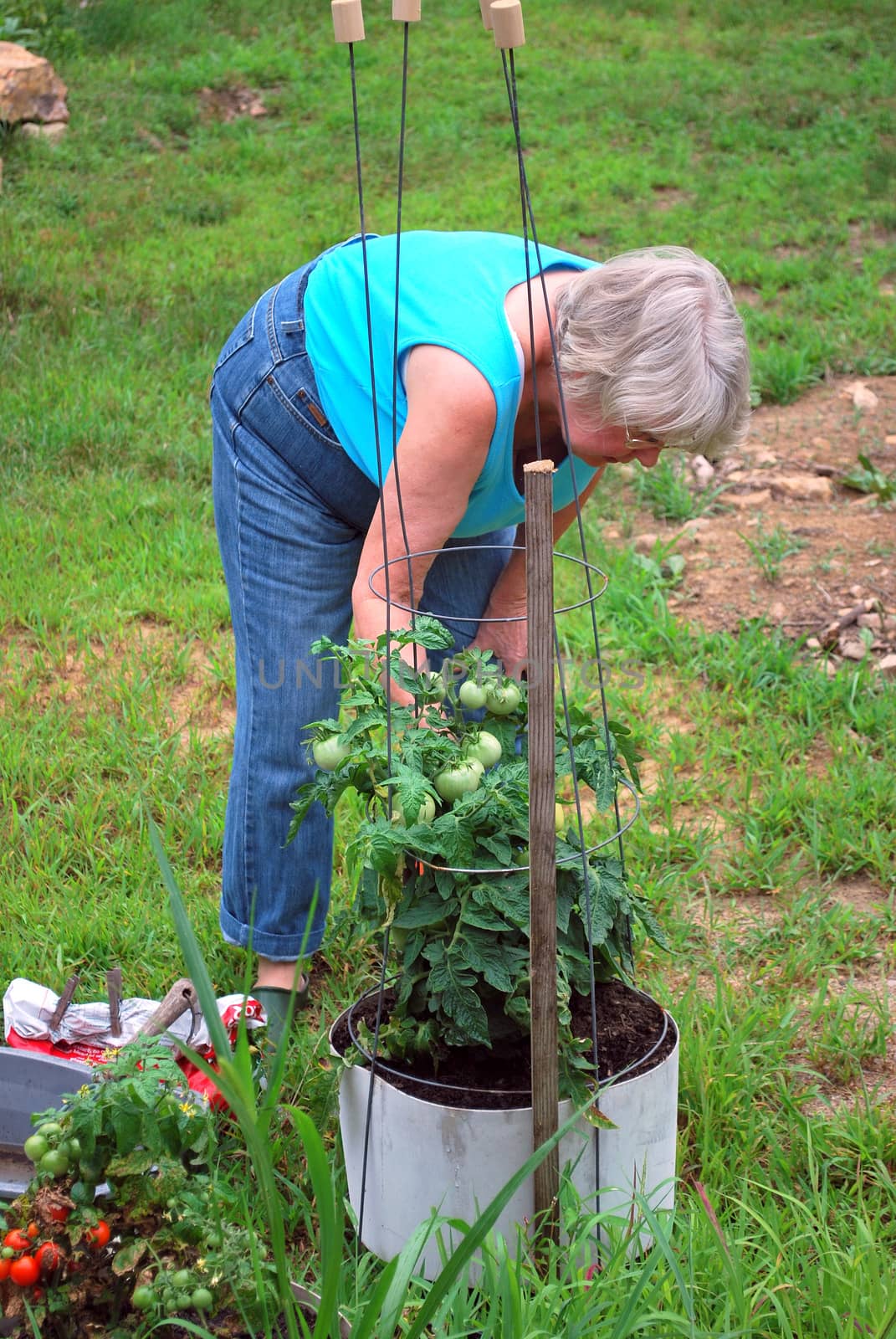 Female gardener working outside.