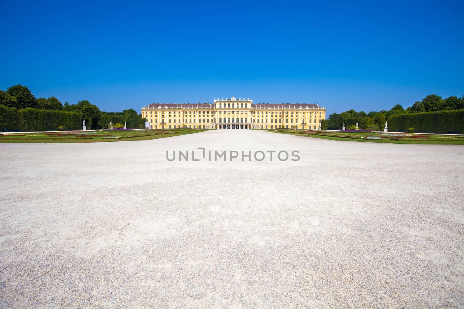 VIENNA, AUSTRIA - AUGUST 4, 2013: Schonbrunn Palace royal residence on August 4, 2013 in Vienna, Austria.