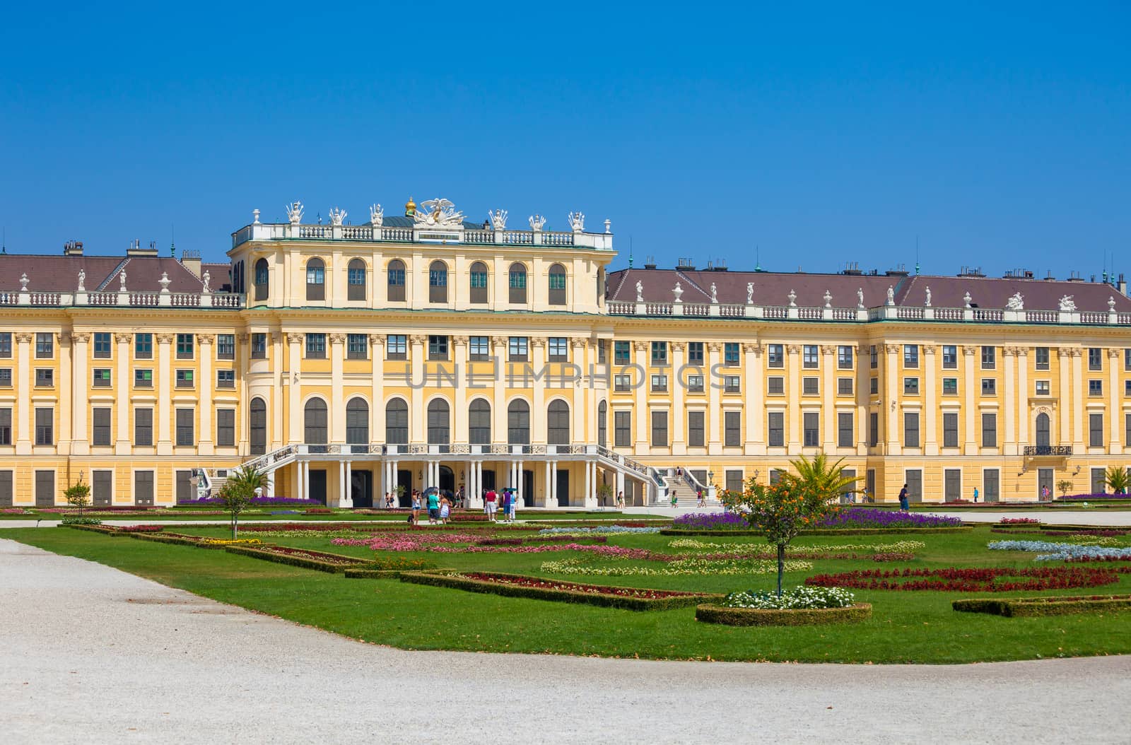 VIENNA, AUSTRIA - AUGUST 4, 2013: Schonbrunn Palace royal residence on August 4, 2013 in Vienna, Austria.
