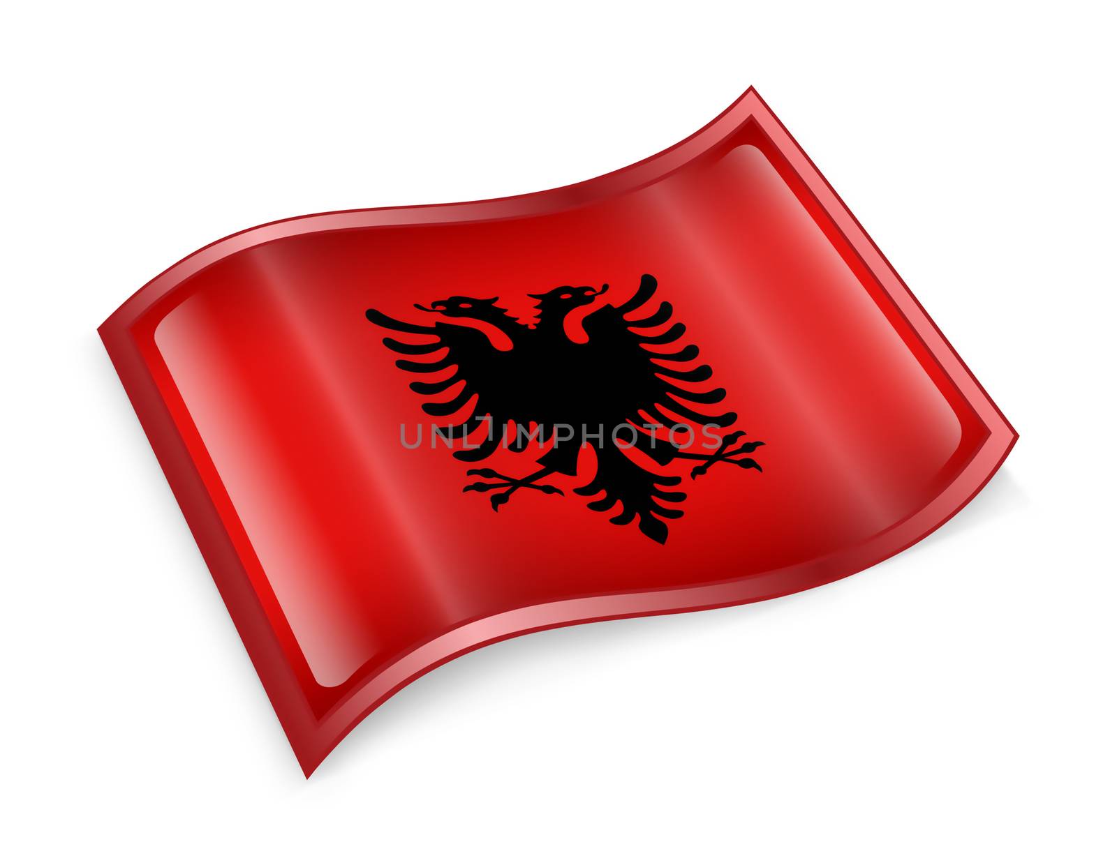 Albania Flag Icon, isolated on white background.