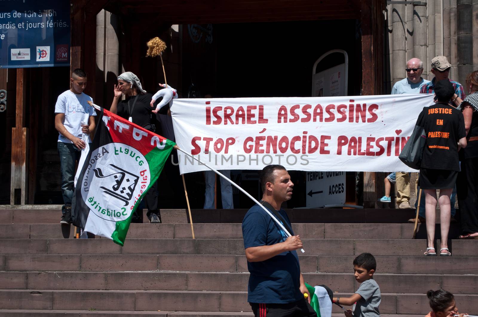 Mulhouse - France - 2 august 2014 - demonstration for peace between Israel and Palestine, against the Israeli bombing in Gaza by NeydtStock