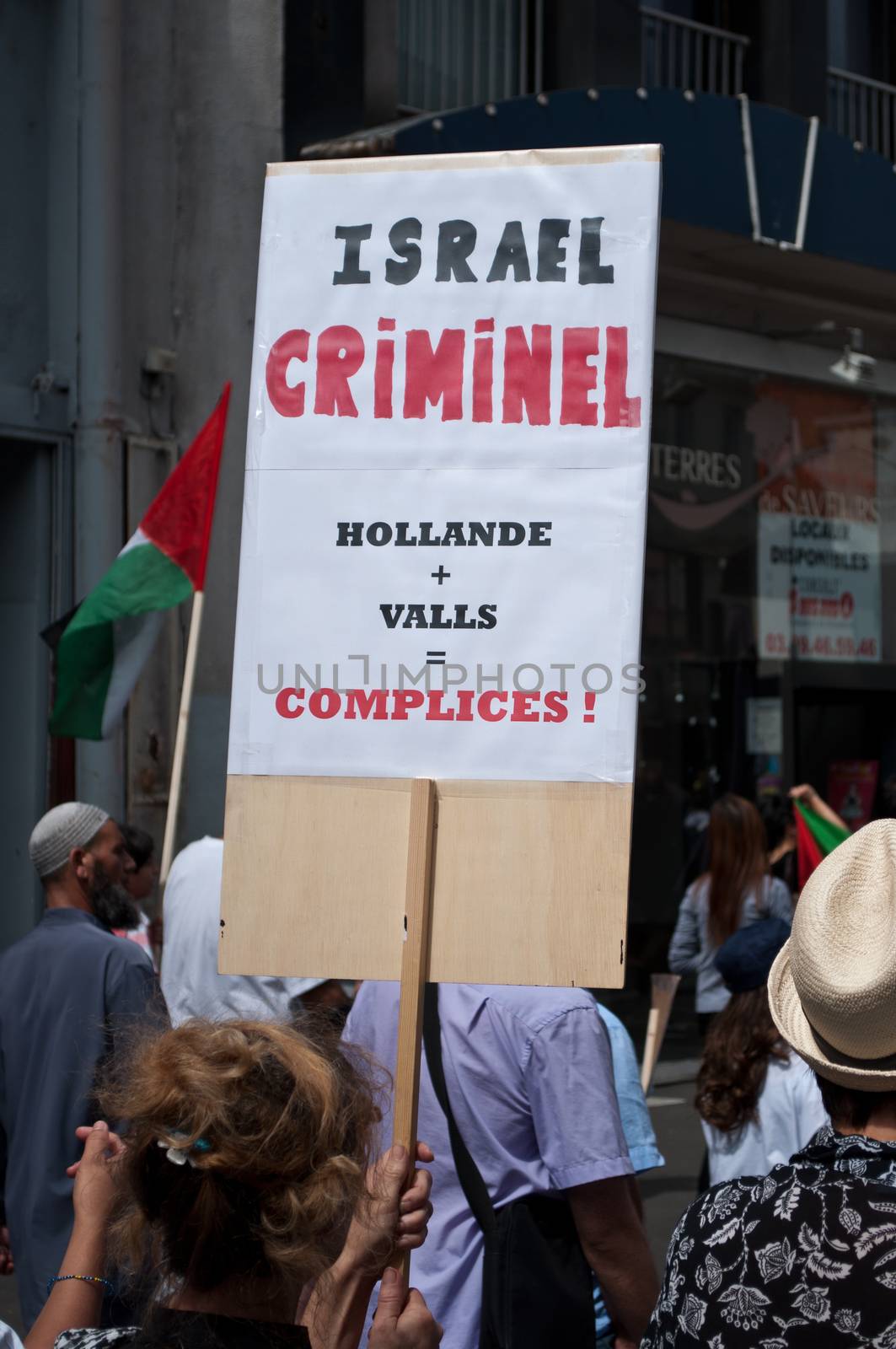 Mulhouse - France - 2 august 2014 - demonstration for peace between Israel and Palestine, against the Israeli bombing in Gaza