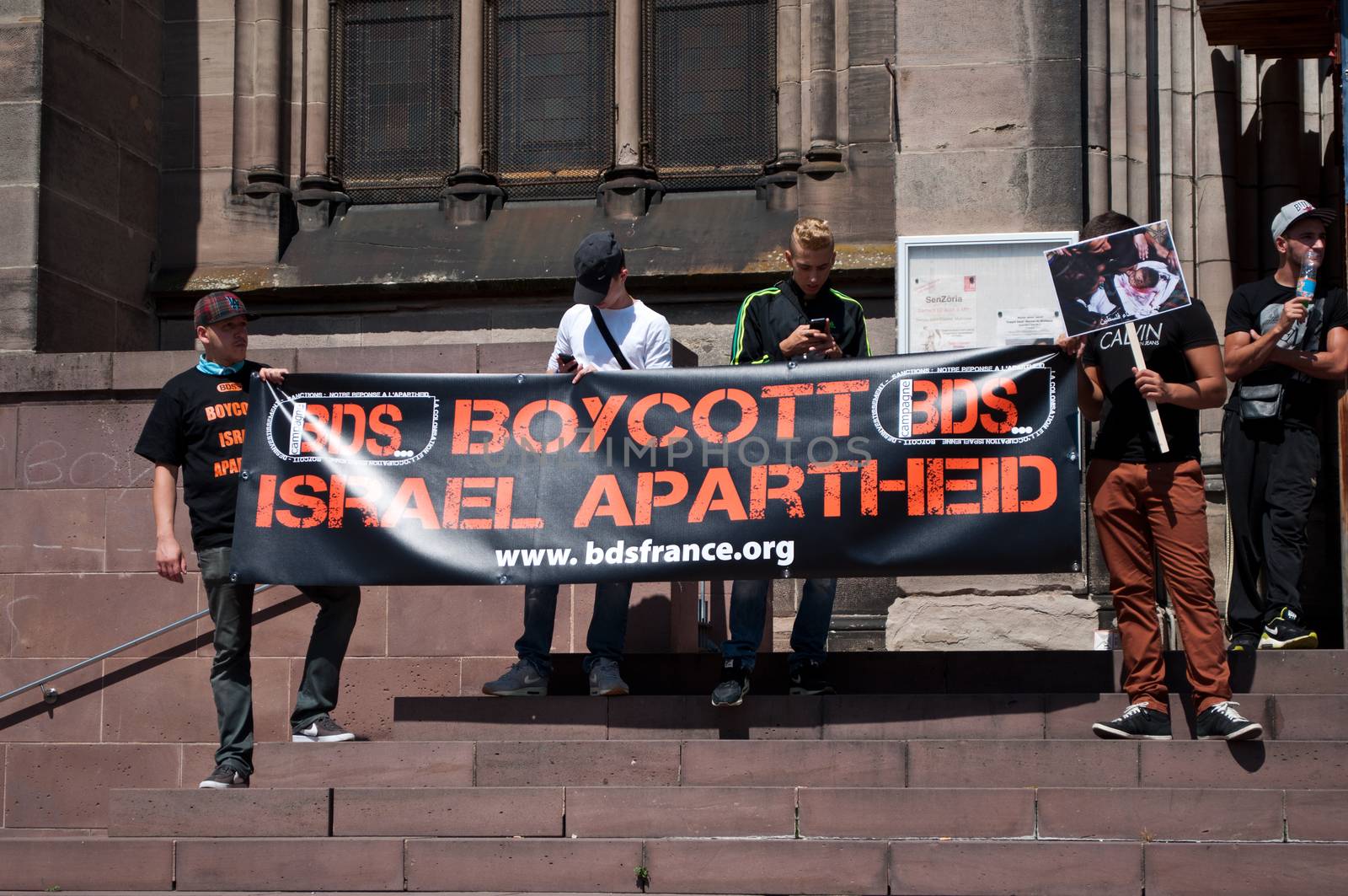 Mulhouse - France - 2 august 2014 - demonstration for peace between Israel and Palestine, against the Israeli bombing in Gaza