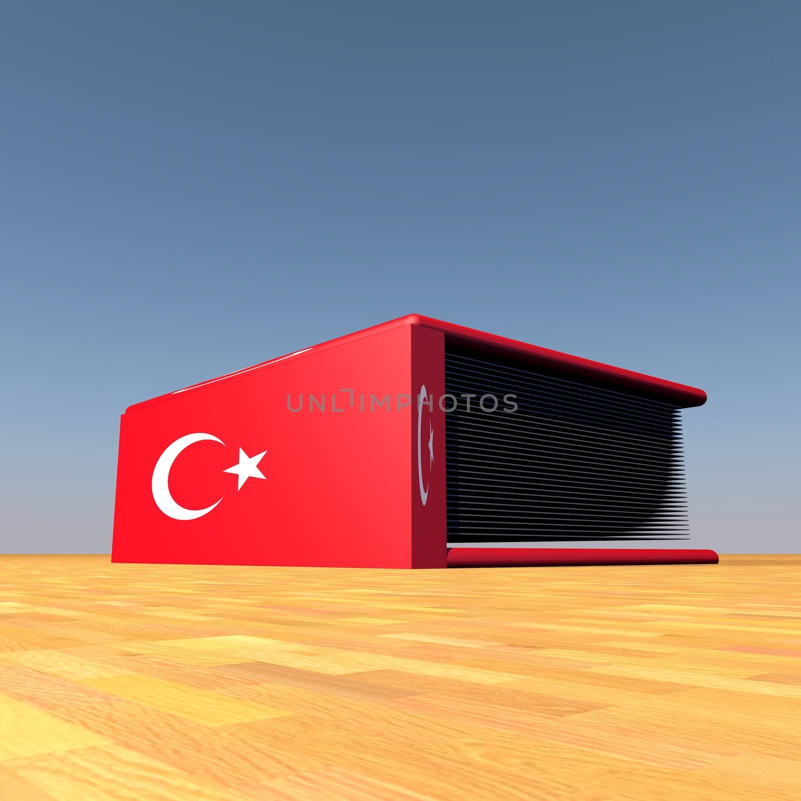 Book with Turkish flag on cover, 3d render