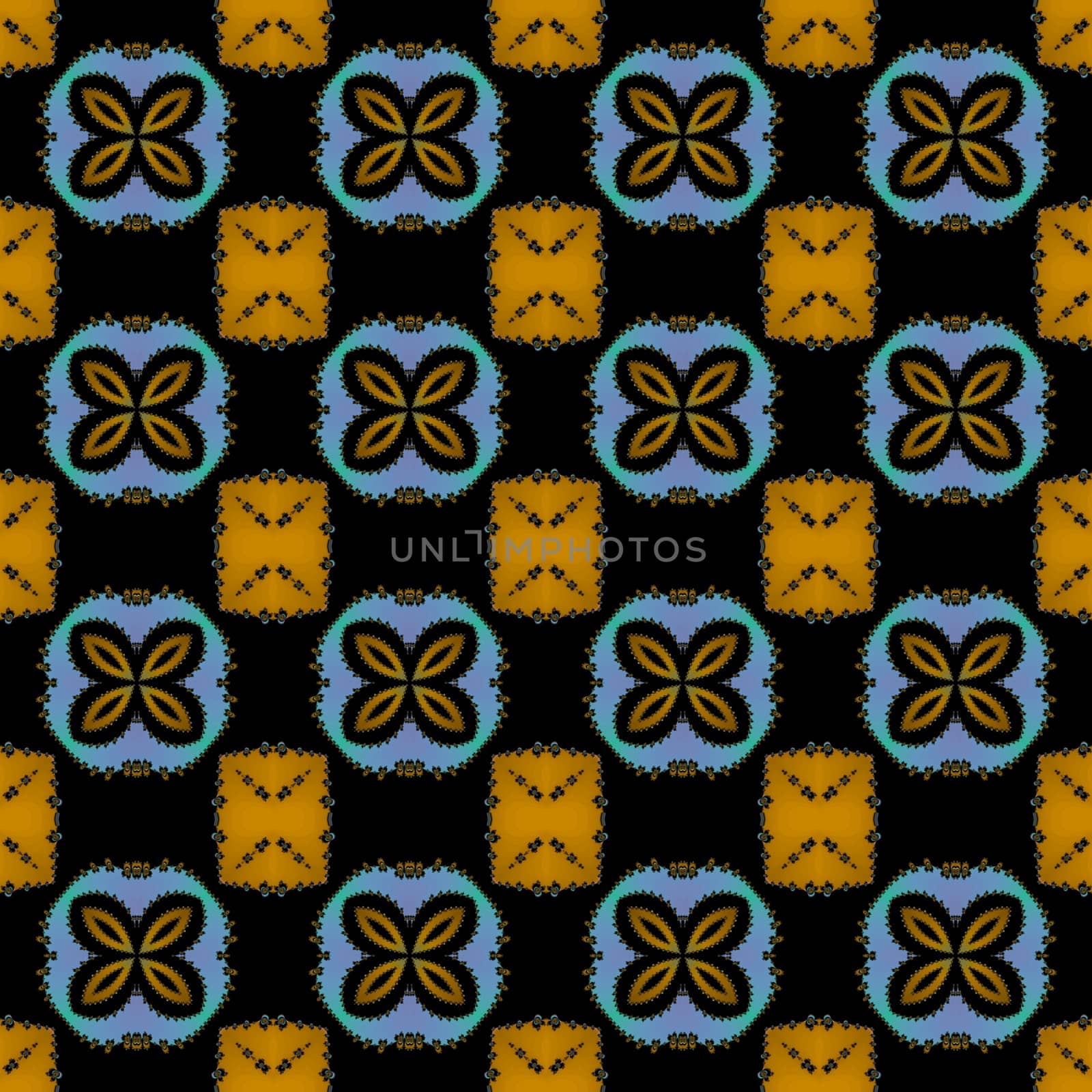 Digital computer graphic - seamless fractal pattern with flowers for design.