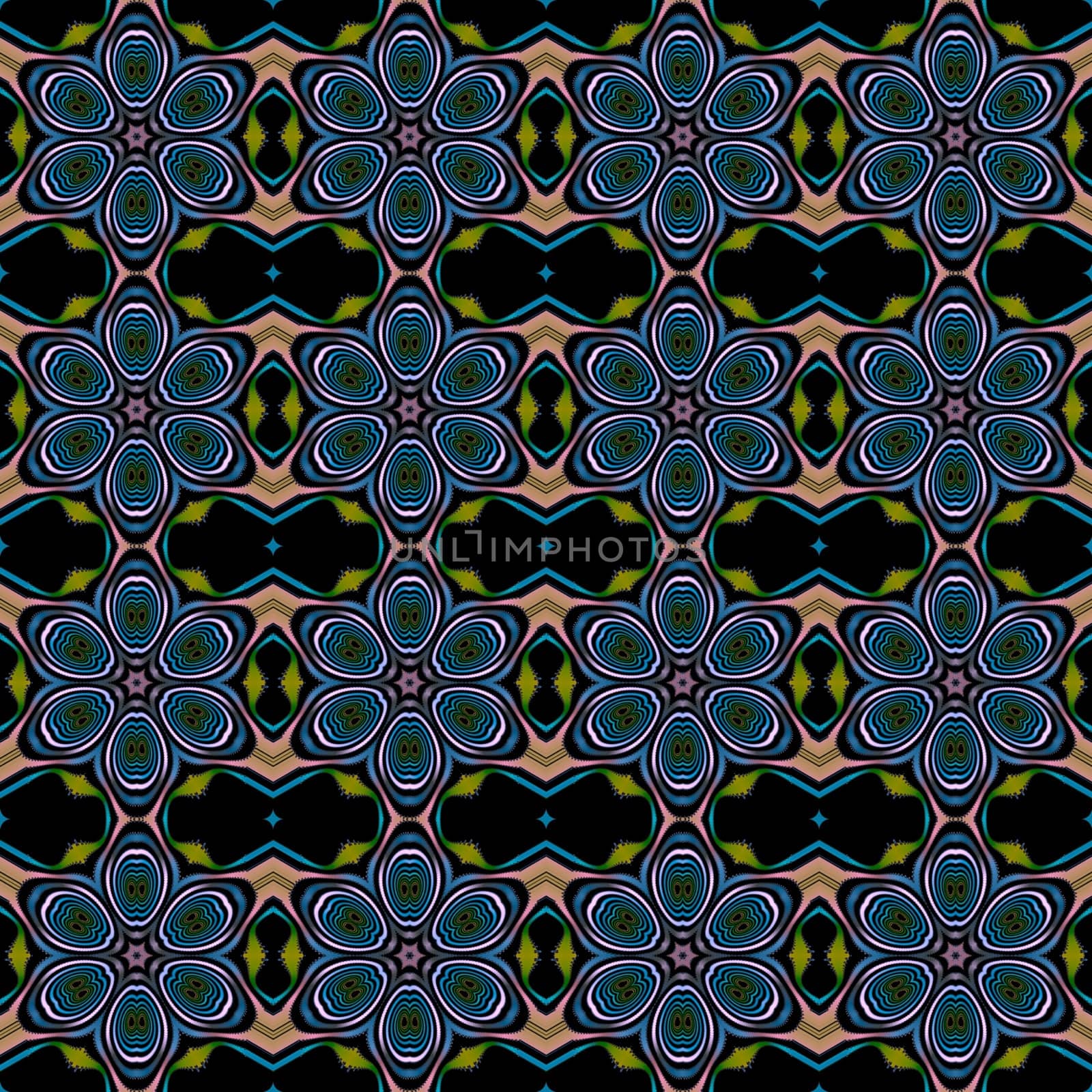 Digital computer graphic - seamless fractal pattern with flowers for design.