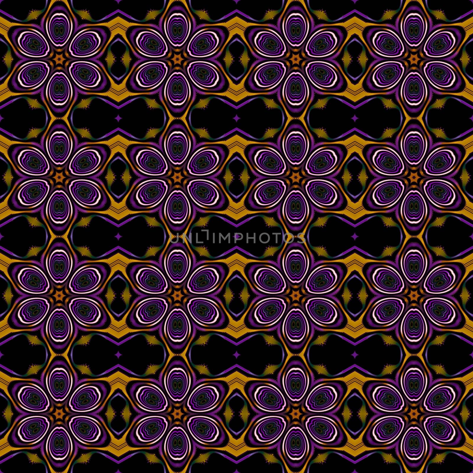 Digital computer graphic - seamless fractal pattern with flowers for design.