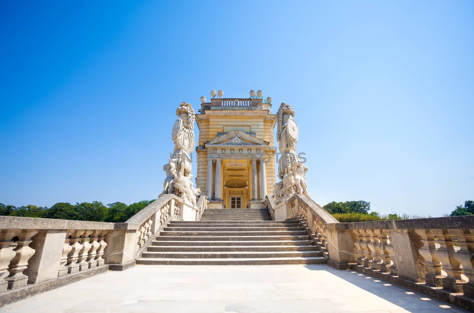 AUSTRIA, VIENNA - AUGUST 4, 2013: The Gloriette in Schoenbrunn Palace Garden, Vienna, Austria