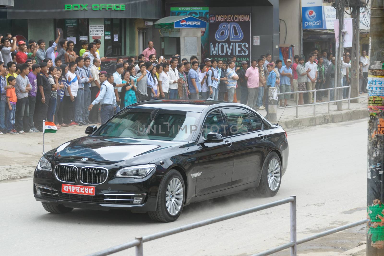 KATHMANDU, NEPAL - AUGUST 3, 2014: Indian Prime Minister Narendra Modi arrives in Kathmandu on a 2-day official Nepal visit.