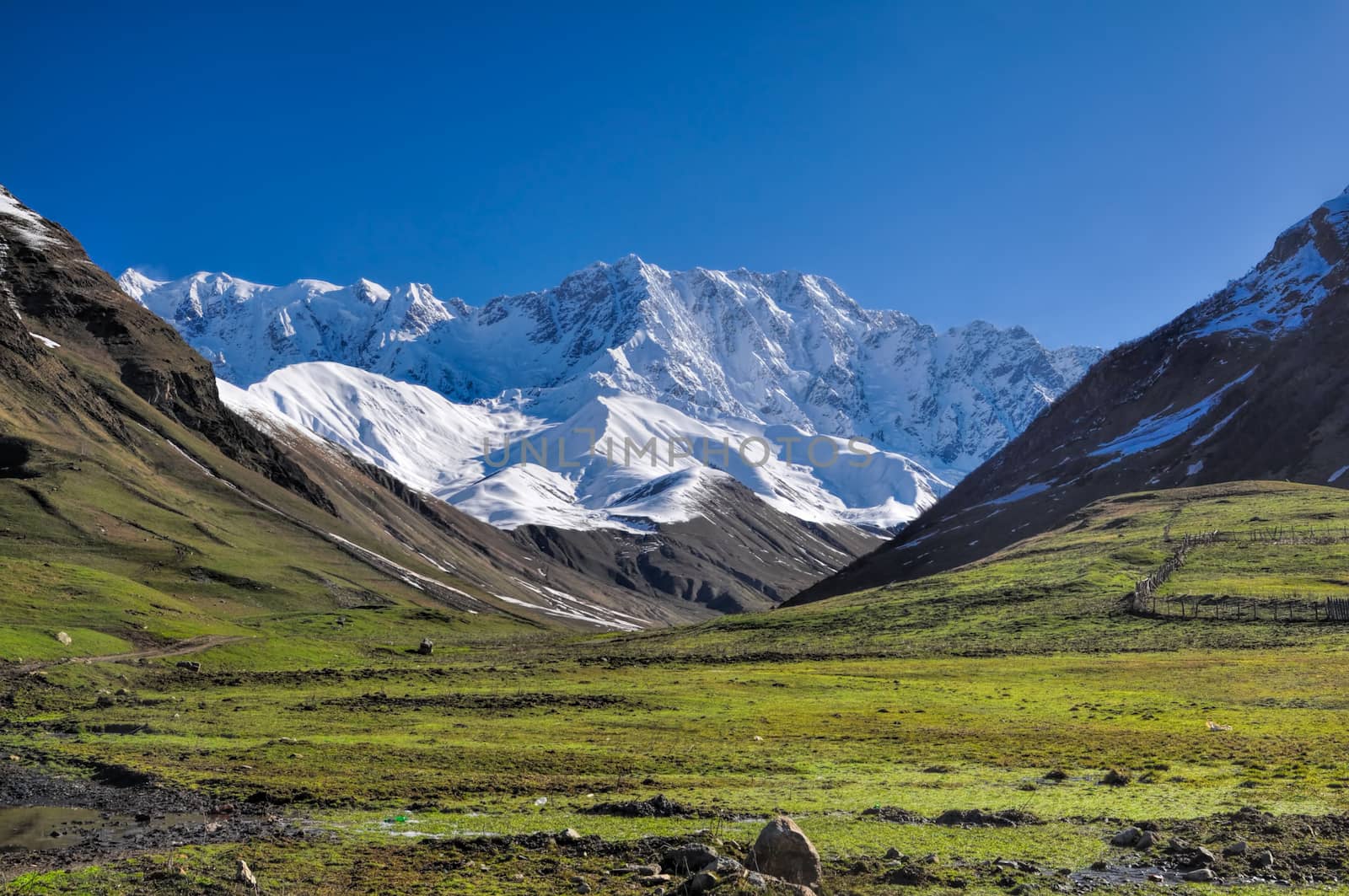 Picturesque view of the mountains lying between Mestia and Ushguli in Georgia