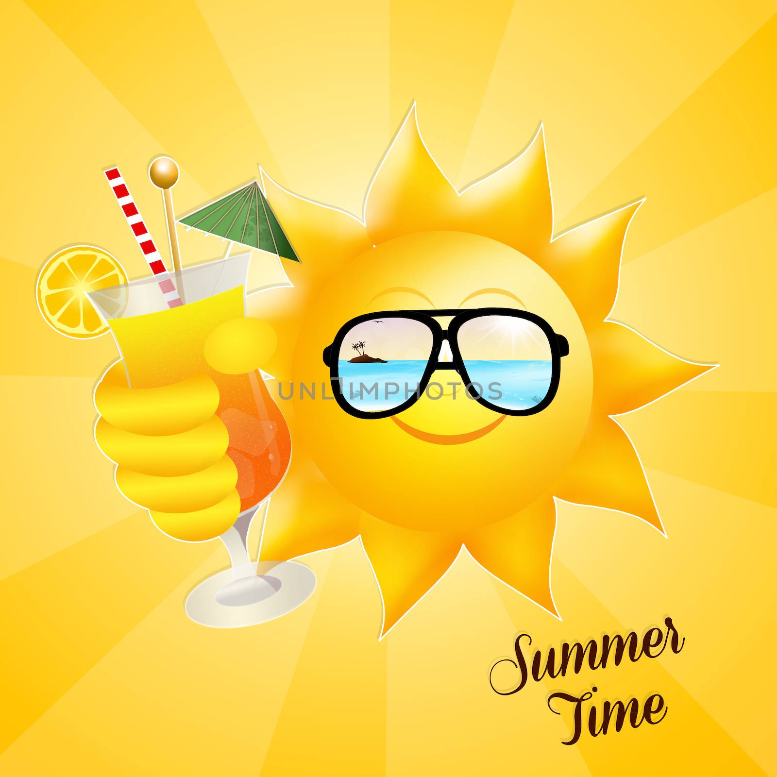 illustration of Sun with sunglasses