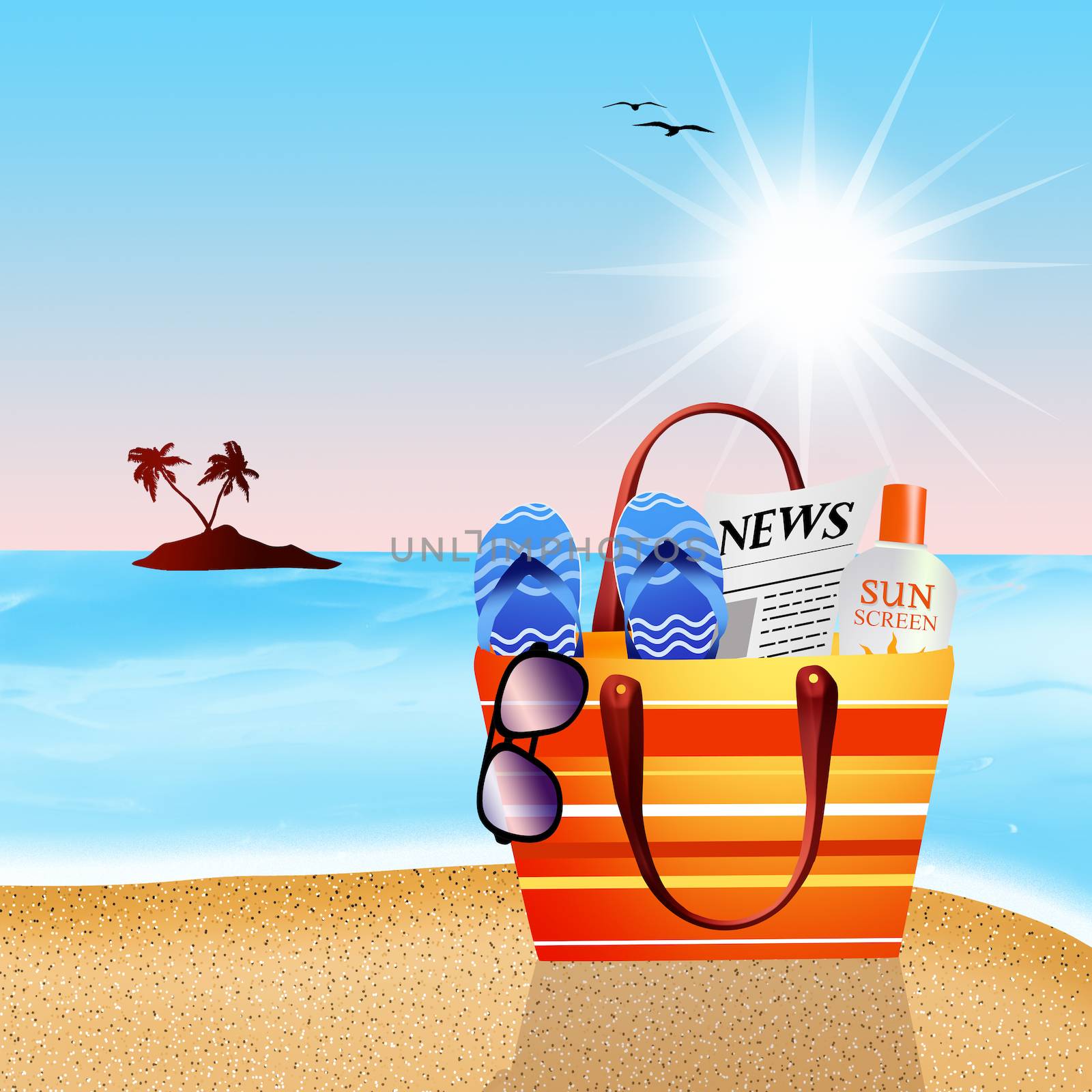 illustration of beach bag