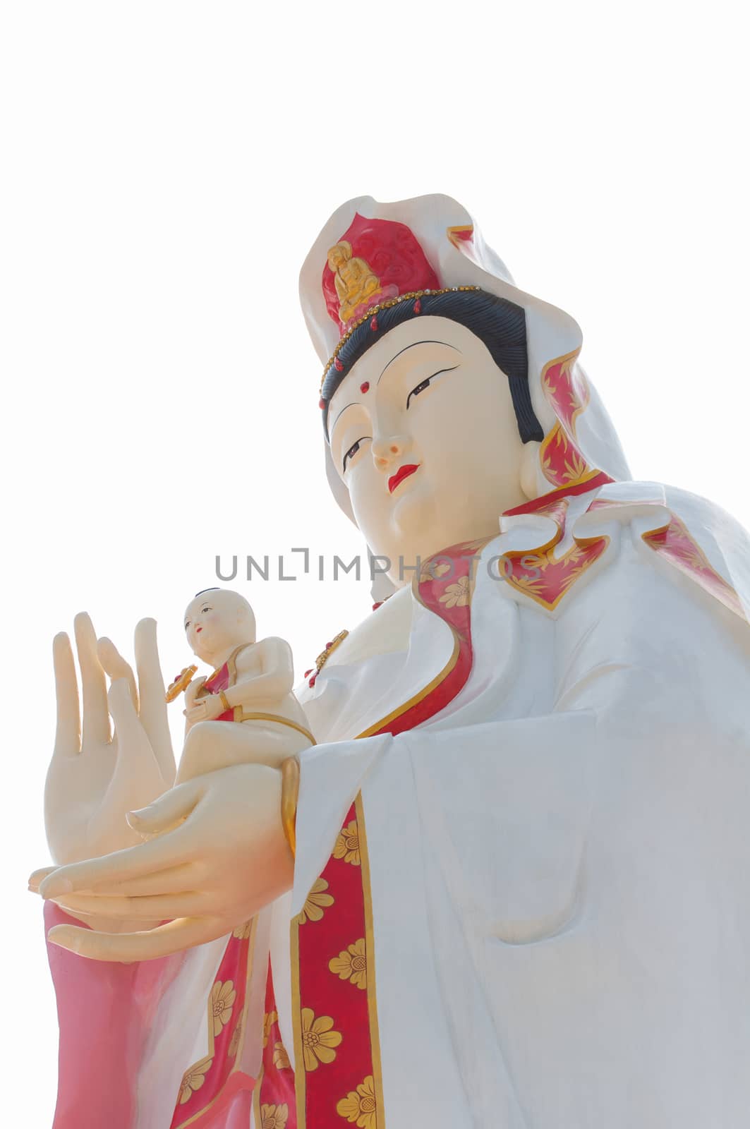 The Guan Yin Buddha Statue child in hand