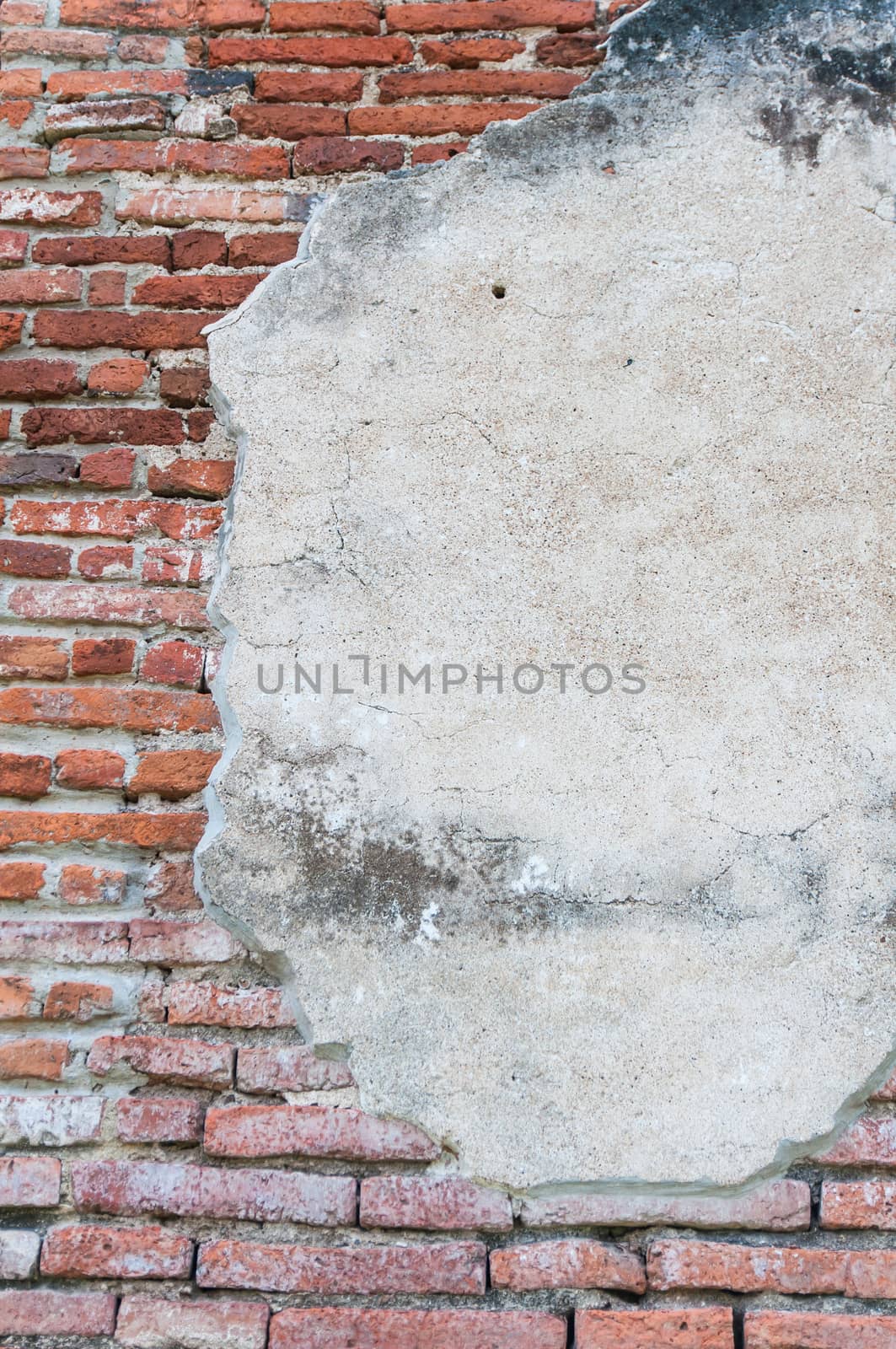 Old brick wall fragment texture Ayutthaya,Thailand