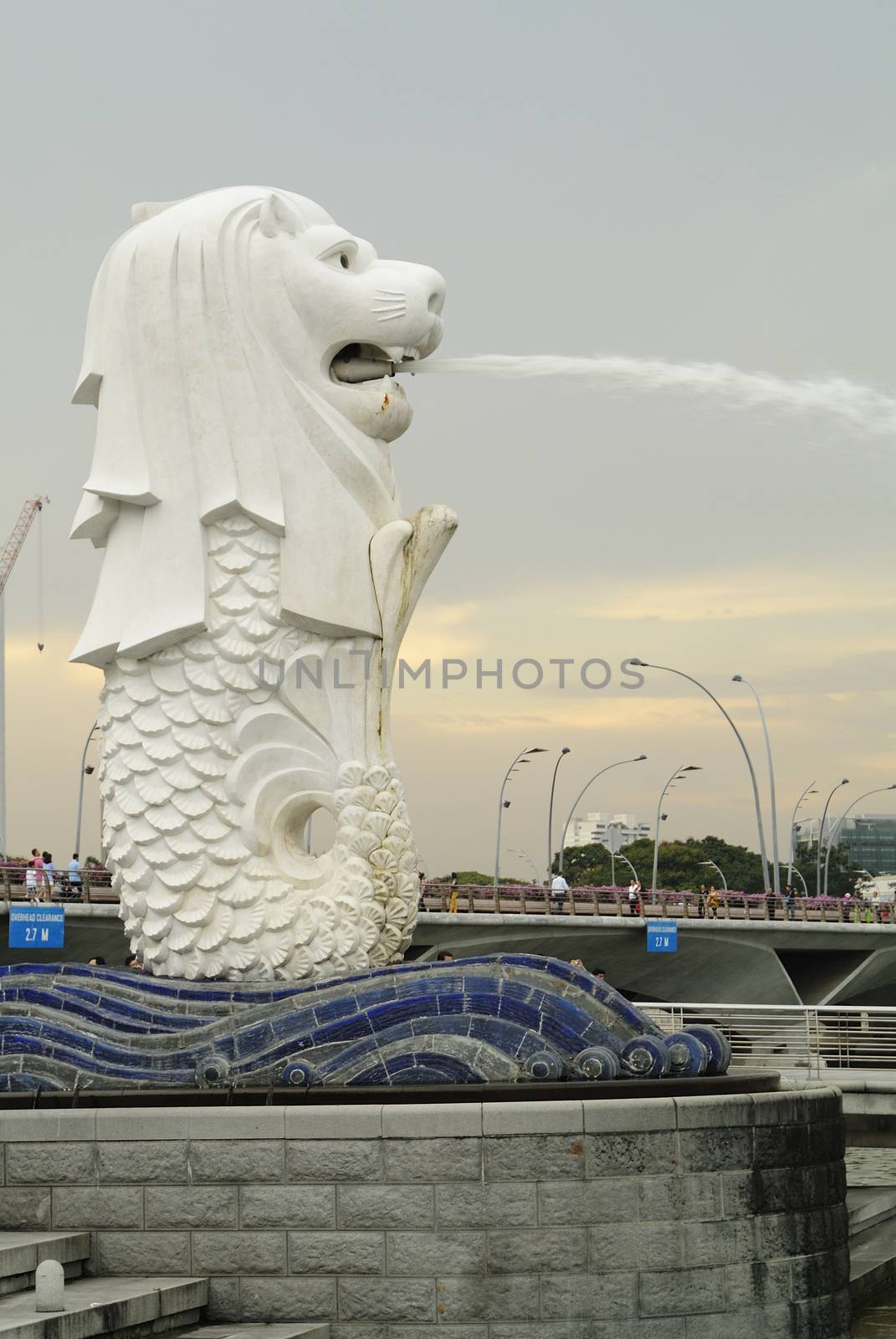 SINGAPORE-Apr 30:Th e Merlion fountain Apr 30, 2012 in Singapore by think4photop