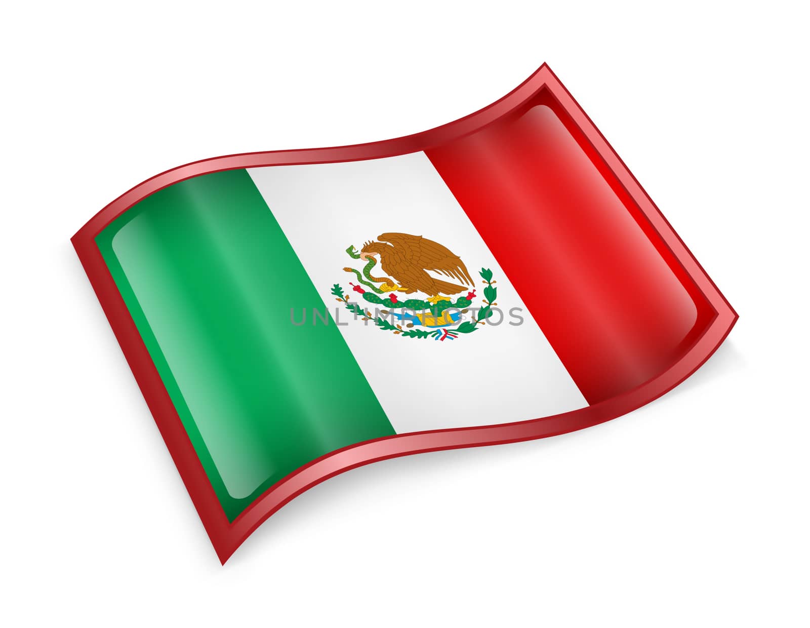 Mexico Flag Icon, isolated on white background.