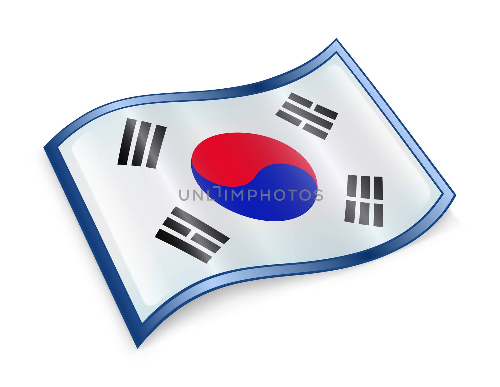 South Korea Flag Icon, isolated on white background.