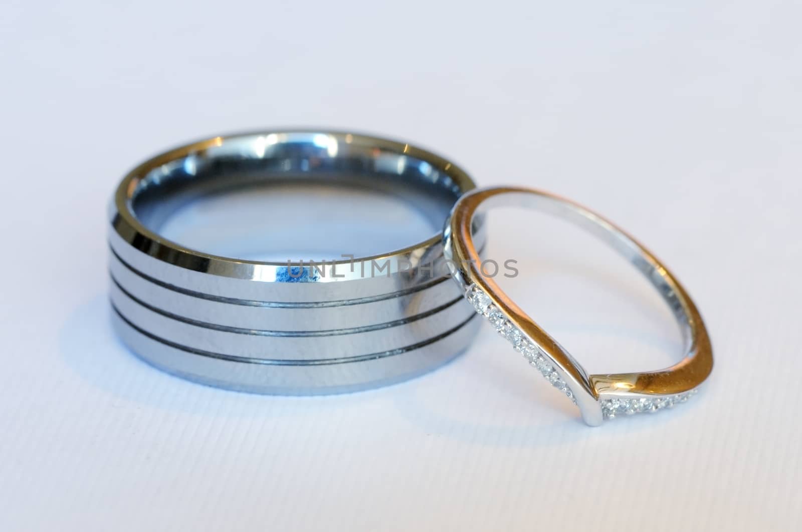 Wedding rings closeup macro on wedding day