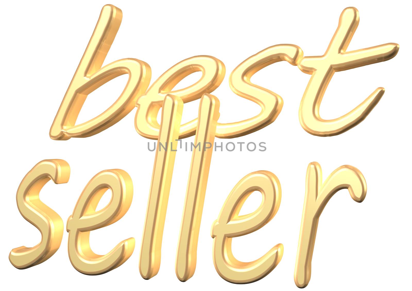 Glossy gold three-dimensional inscription Best seller as a sign.
