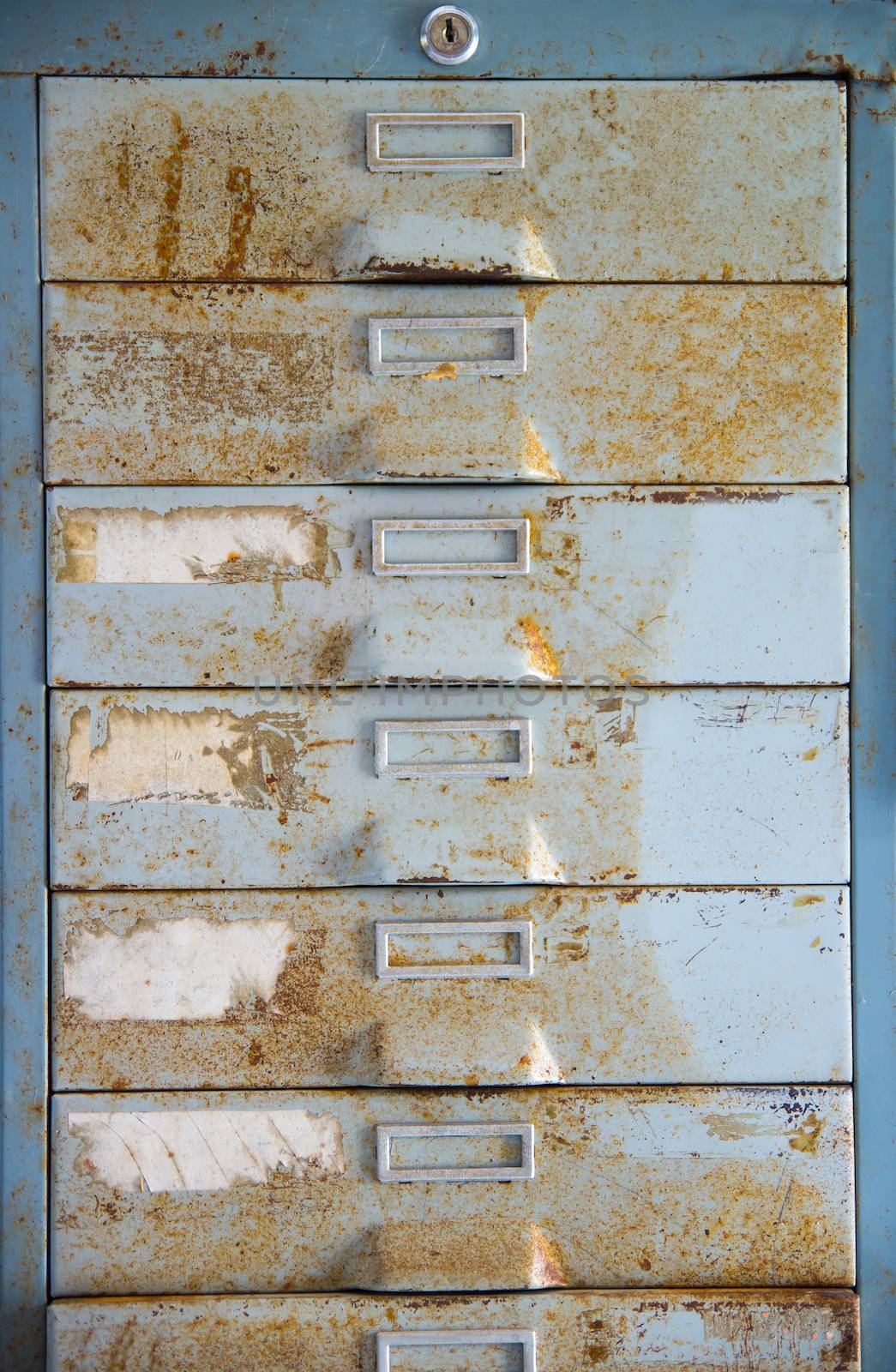 Rust old metal file cabinet