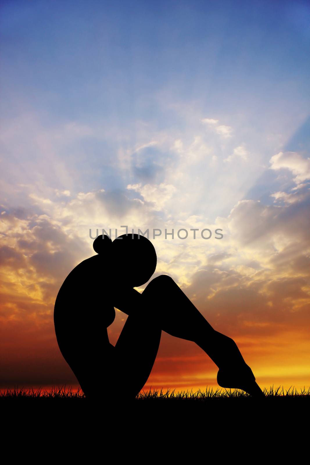 illustration of yoga at sunset