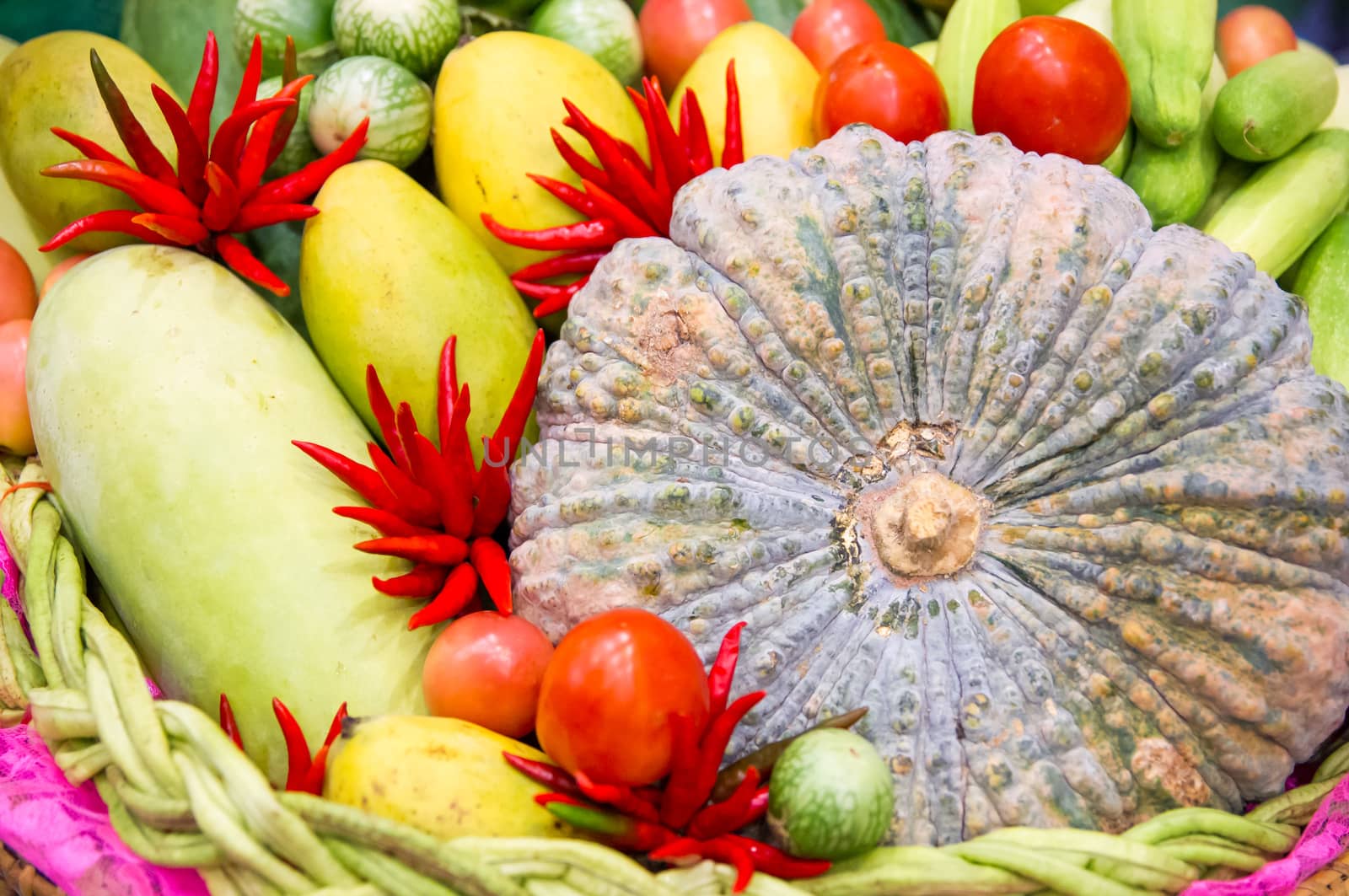 Tropical fruits and vegetable. Thailand