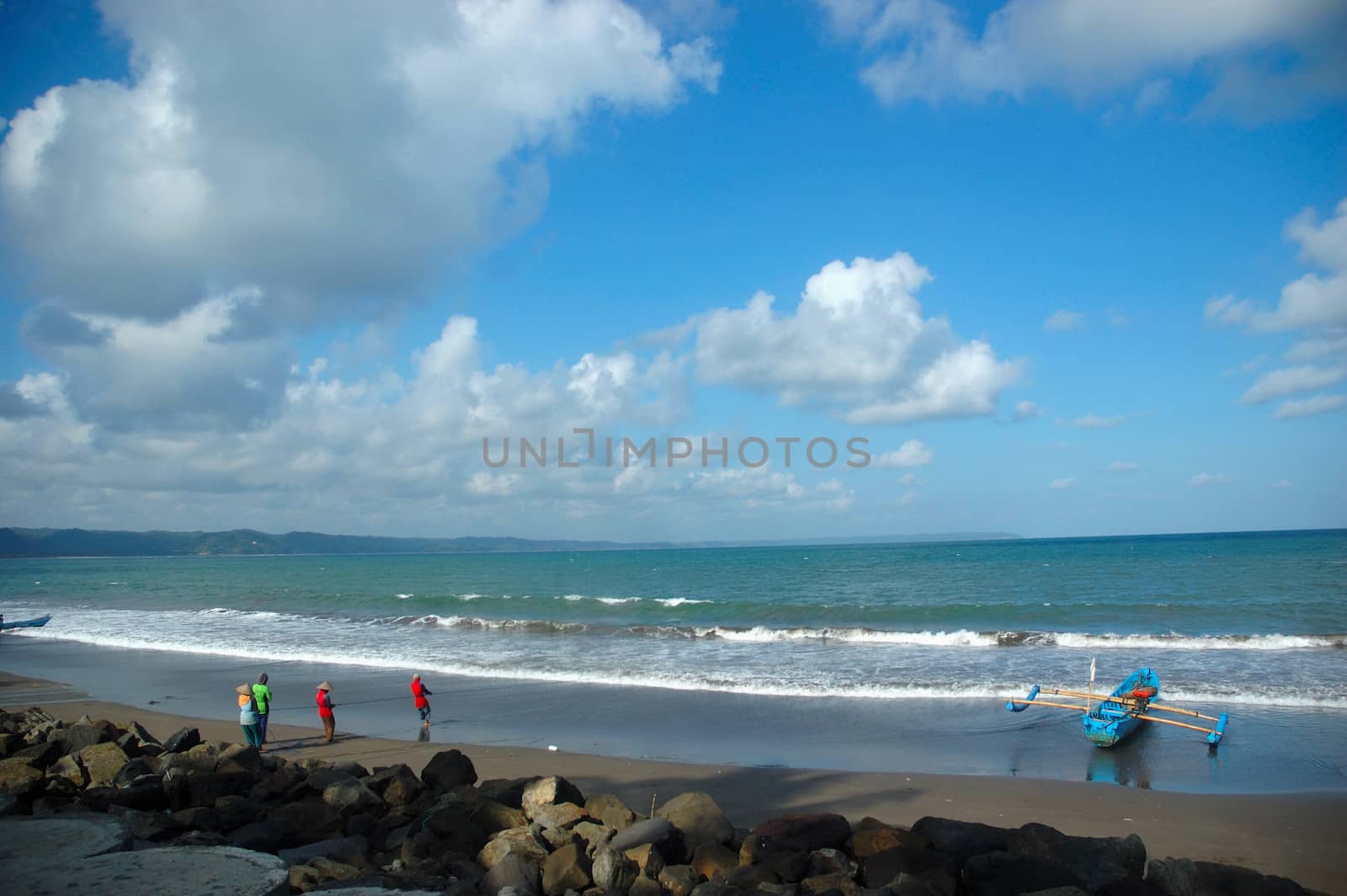 Pangandaran, Indonesia - July 16, 2011: Scenery of Pangandaran beach, West Java-Indonesia.