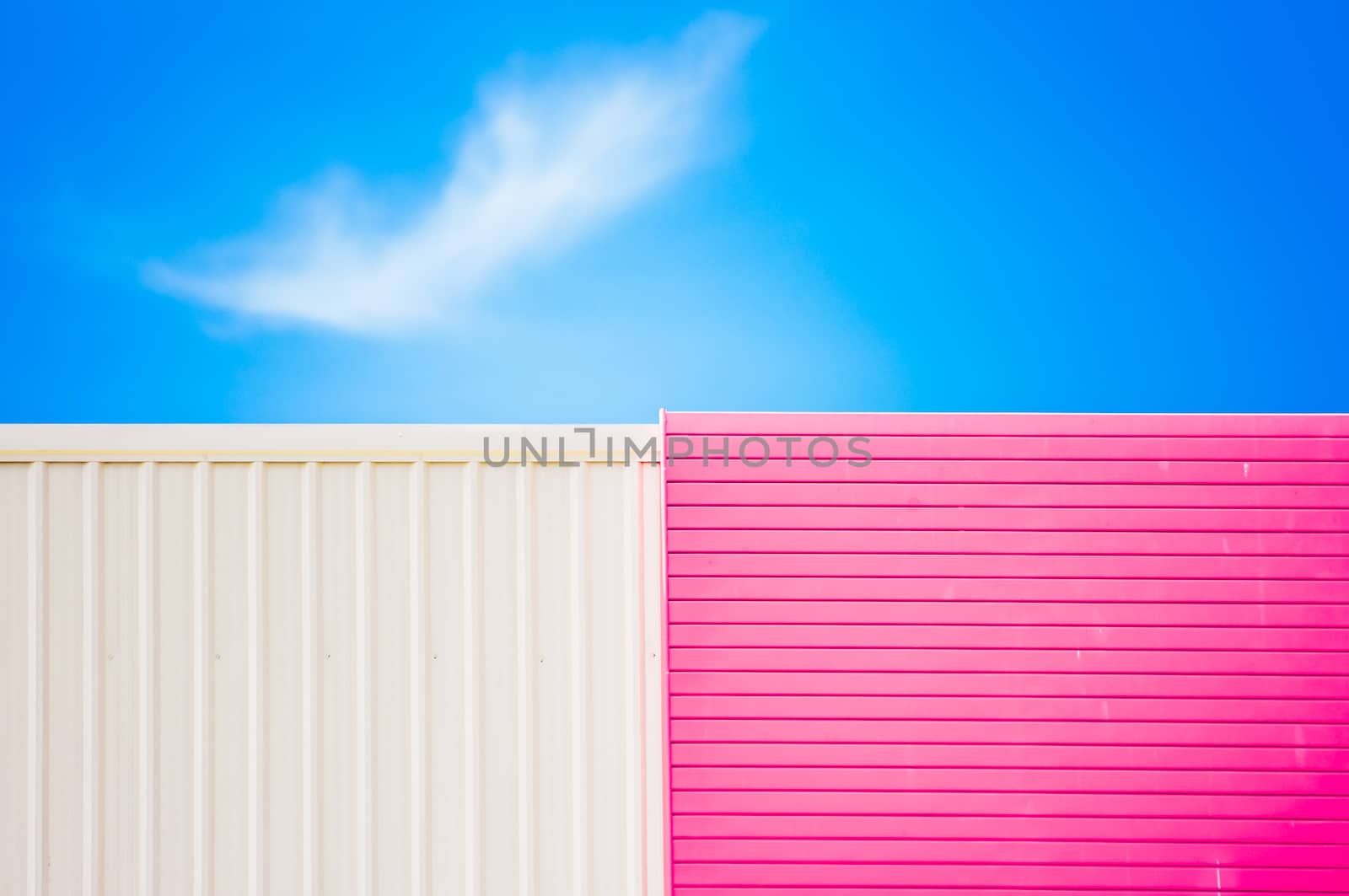 Colorful wall and blue sky.