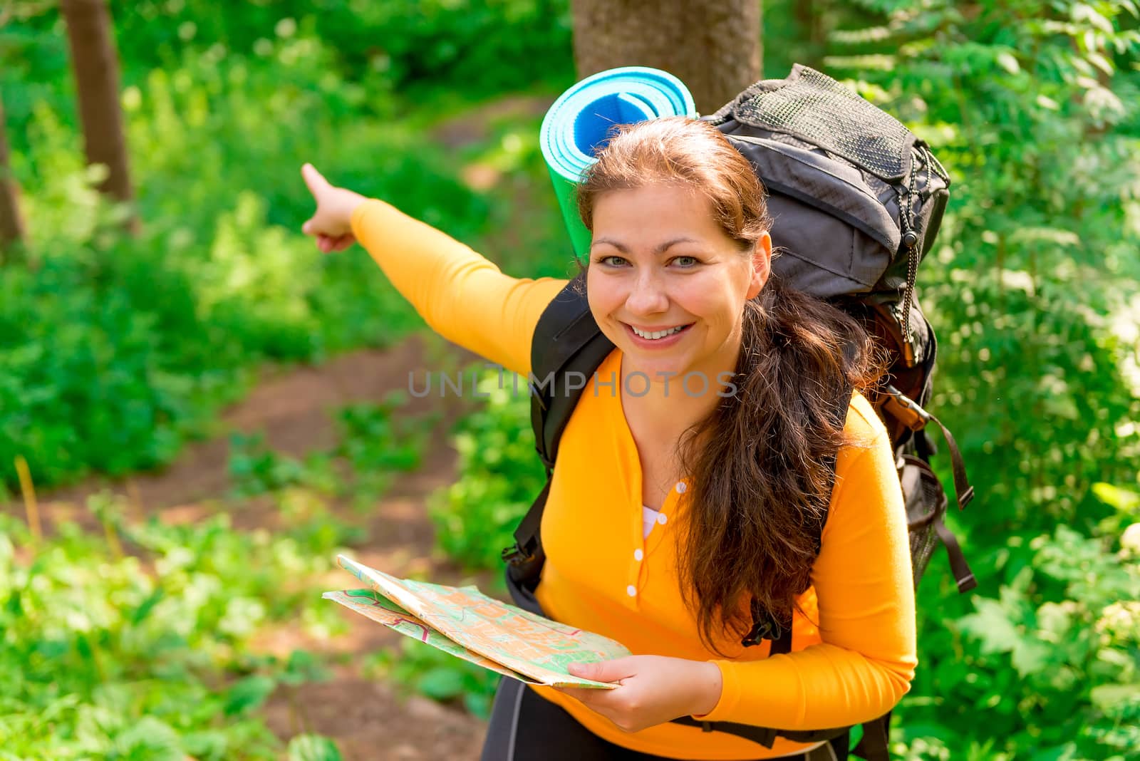 female with a map showing where to go