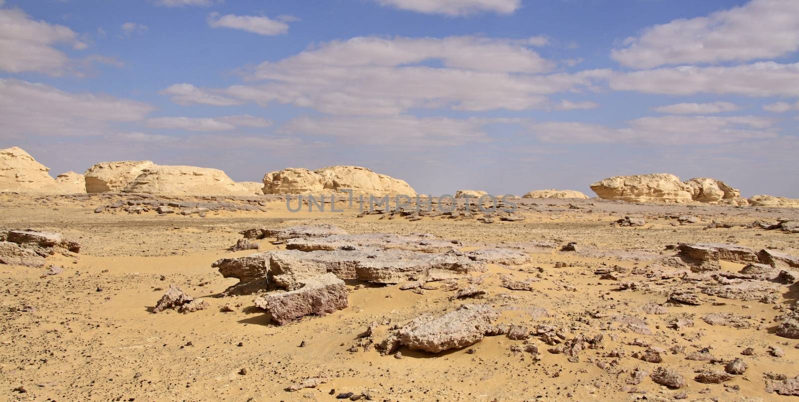 The limestone formation rocks in the Western White Desert, Egypt