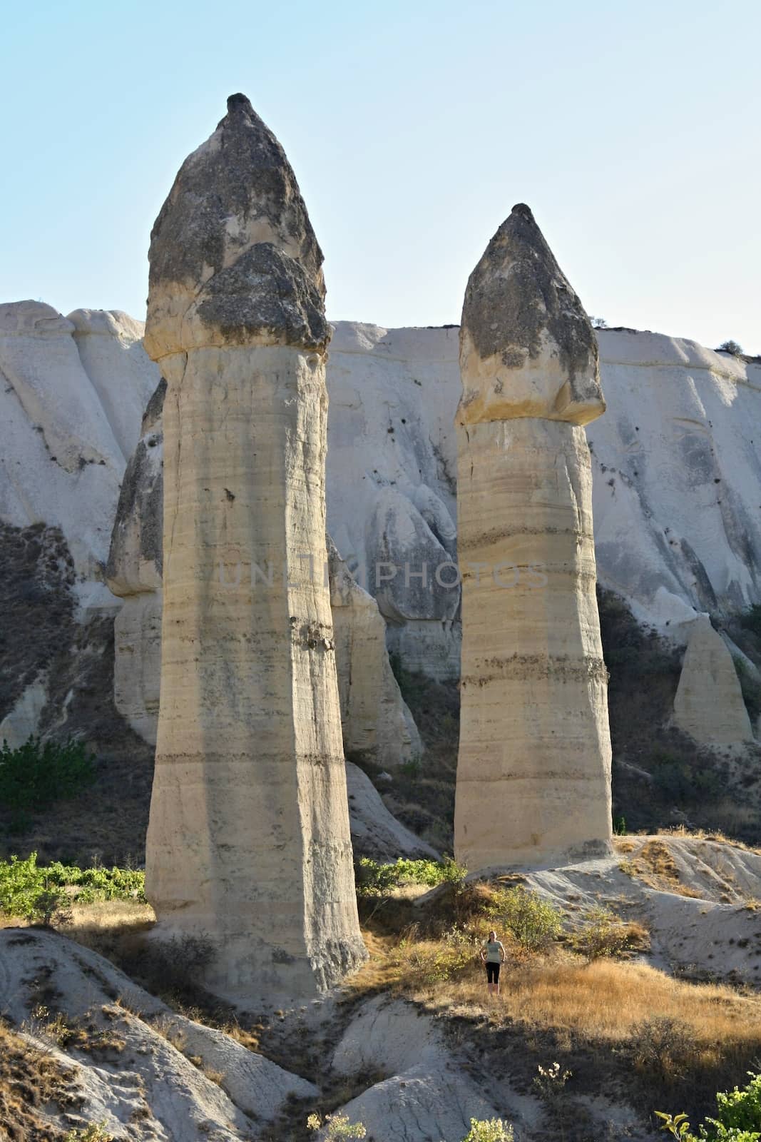 Cappadocia, Stone columns in Gorcelid Valley near the town Goreme, Turkey 