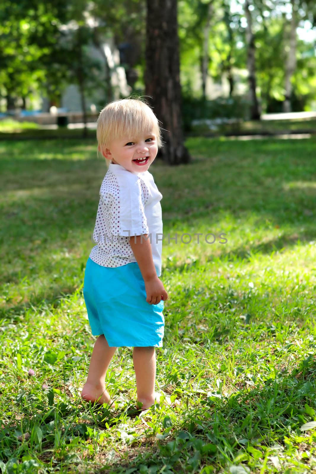 Happy Baby Boy at the Summer Park